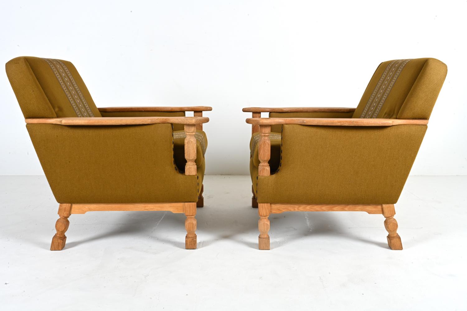 Pair of Danish Modern Easy Chairs in White Oak, Attributed to Henning Kjærnulf For Sale 11