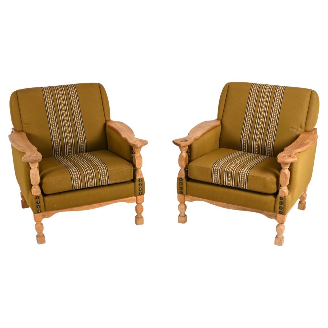 Pair of Danish Modern Easy Chairs in White Oak, Attributed to Henning Kjærnulf