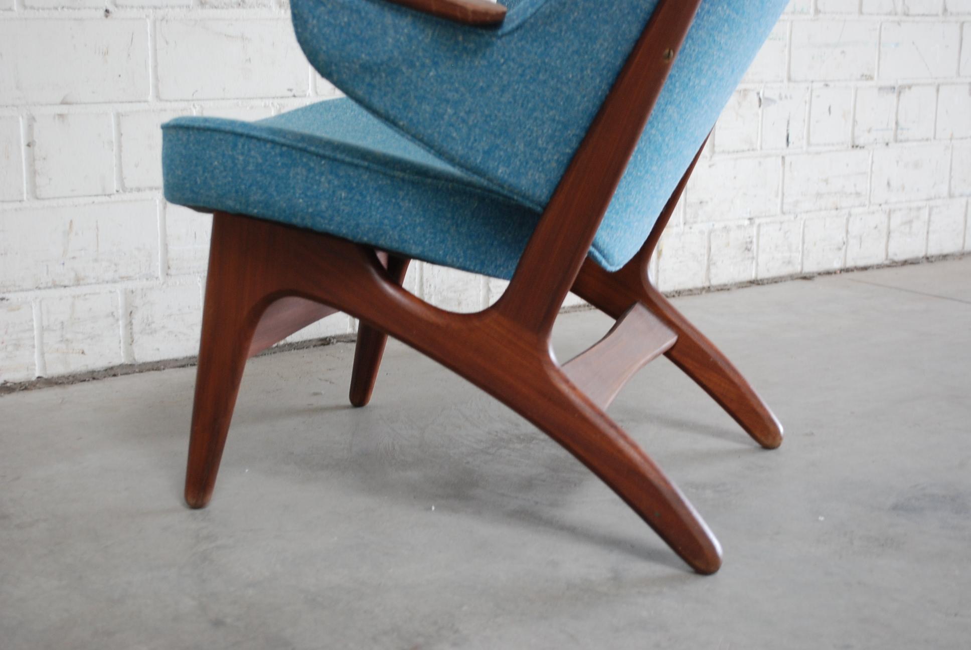 Fabric Carl Edward Matthes Pair of Danish Modern Easy Lounge Chair, 1960s For Sale