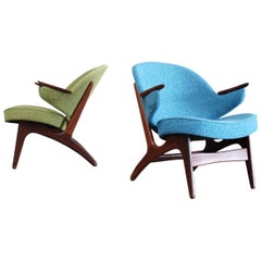 Vintage Carl Edward Matthes Pair of Danish Modern Easy Lounge Chair, 1960s