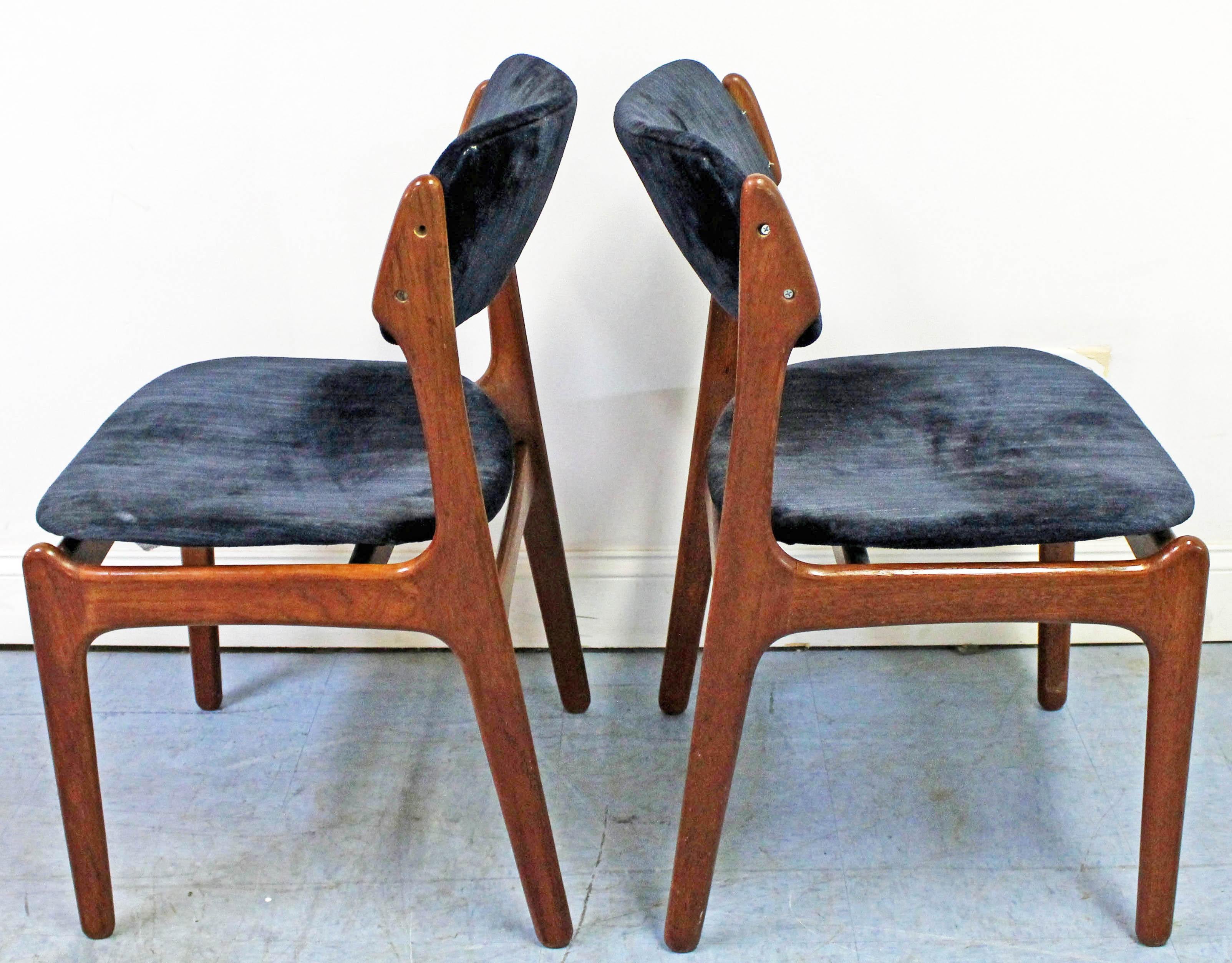 Scandinave moderne Paire de fauteuils modernes danois Erik Buch pour O.D. Chaises de salle à manger en teck Møbler en vente