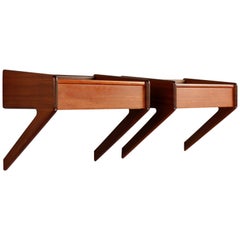 Pair of Danish Modern Floating Teak Bedside Tables by Omann Junior, 1960s