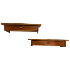 Pair of Danish Modern Floating wall Nightstands with Drawer in Teak