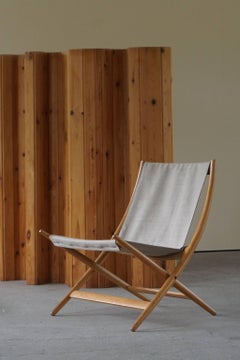 Ein Paar moderne dänische Klappstühle von Johan Hagen aus Eiche und Segeltuch:: 1958