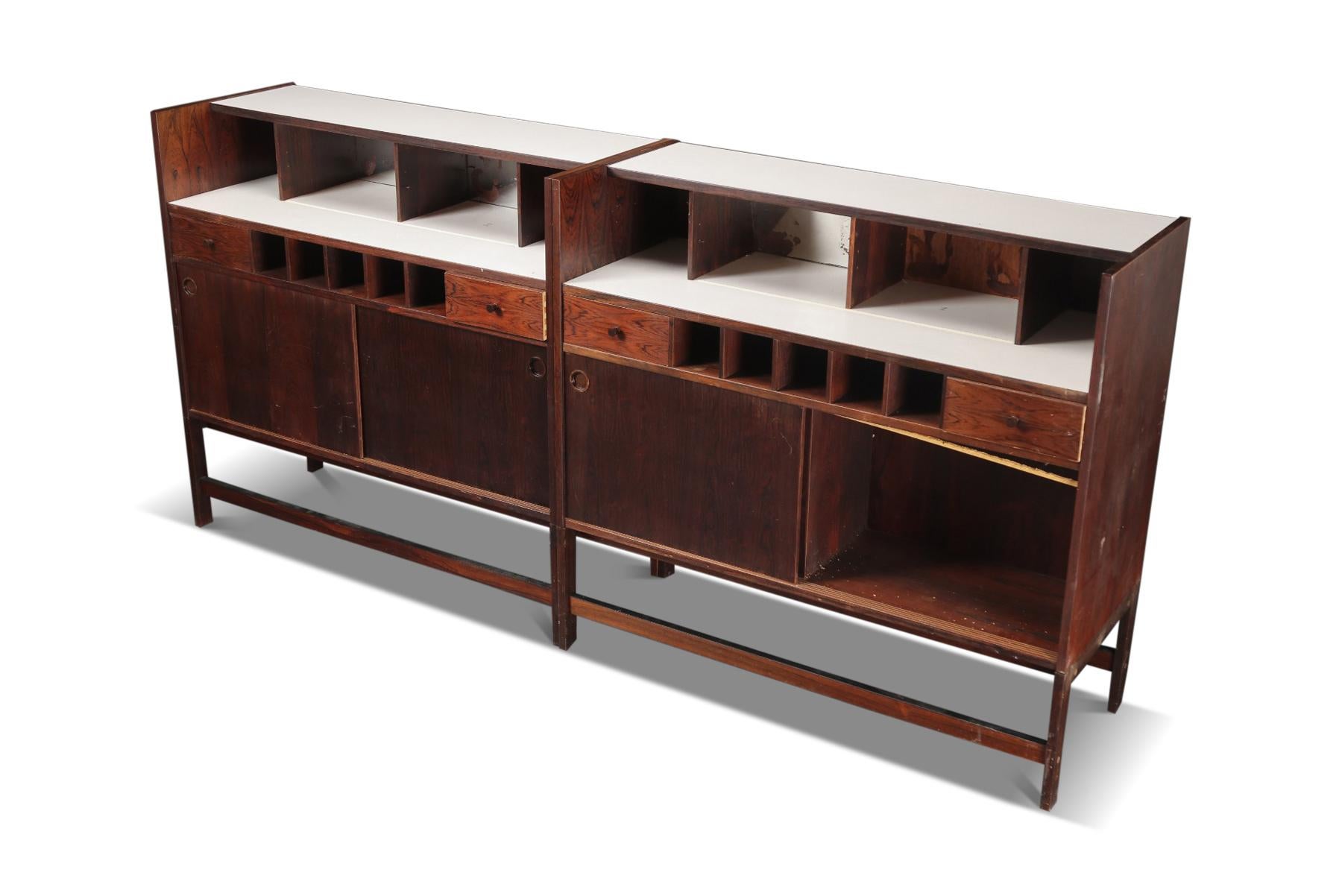 Pair Of Danish Modern Freestanding Cocktail Bars In Rosewood In Good Condition For Sale In Berkeley, CA
