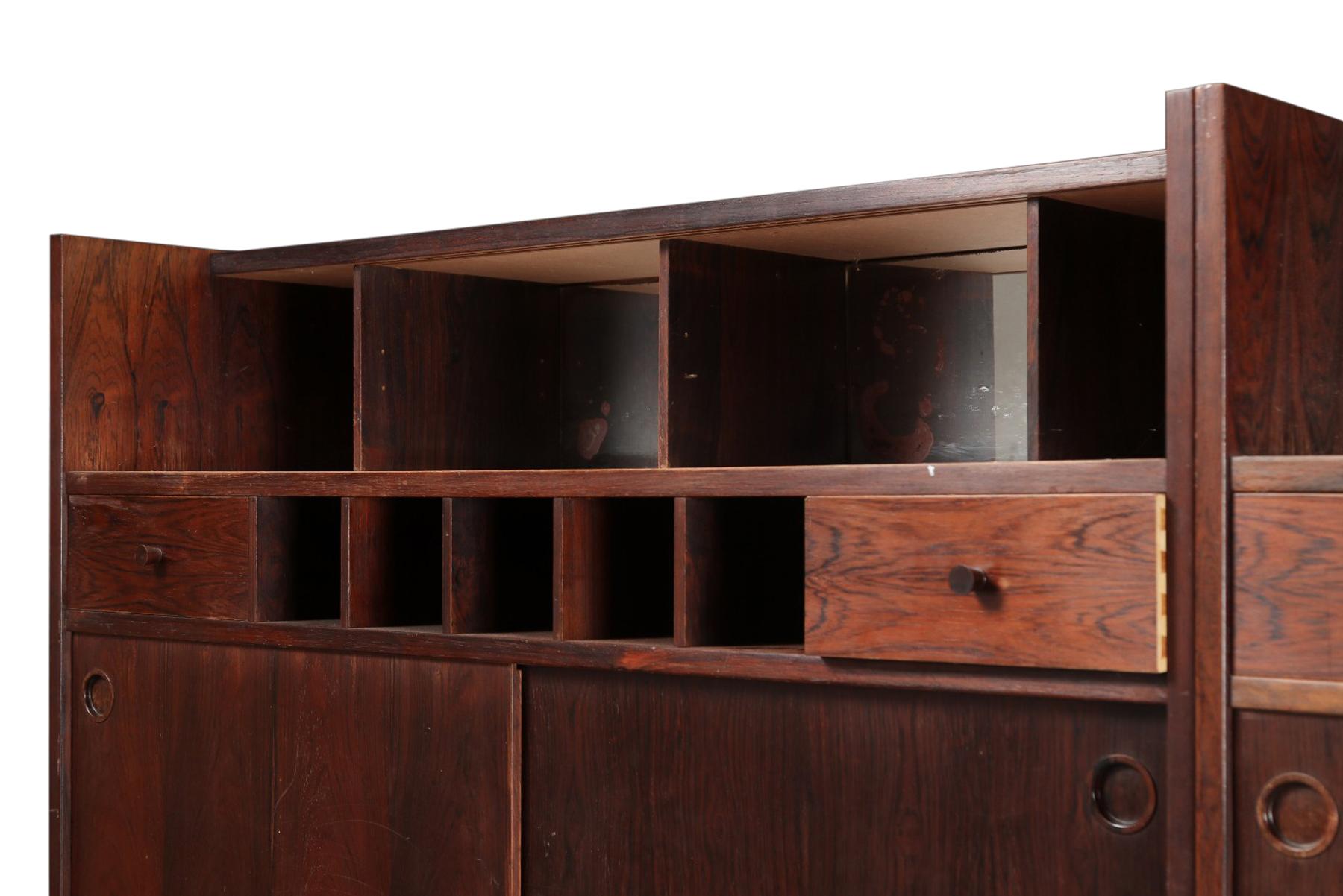 Pair Of Danish Modern Freestanding Cocktail Bars In Rosewood For Sale 1