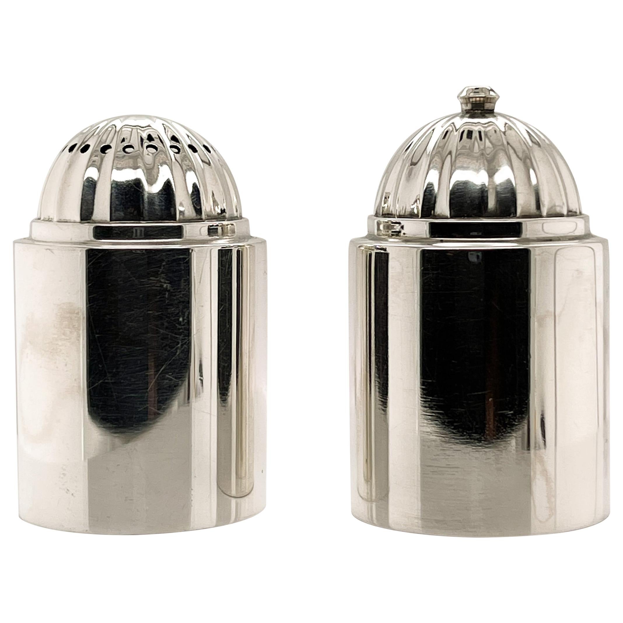 Pair of Danish Modern Georg Jensen Sterling Silver Salt and Pepper Shakers # 627 For Sale