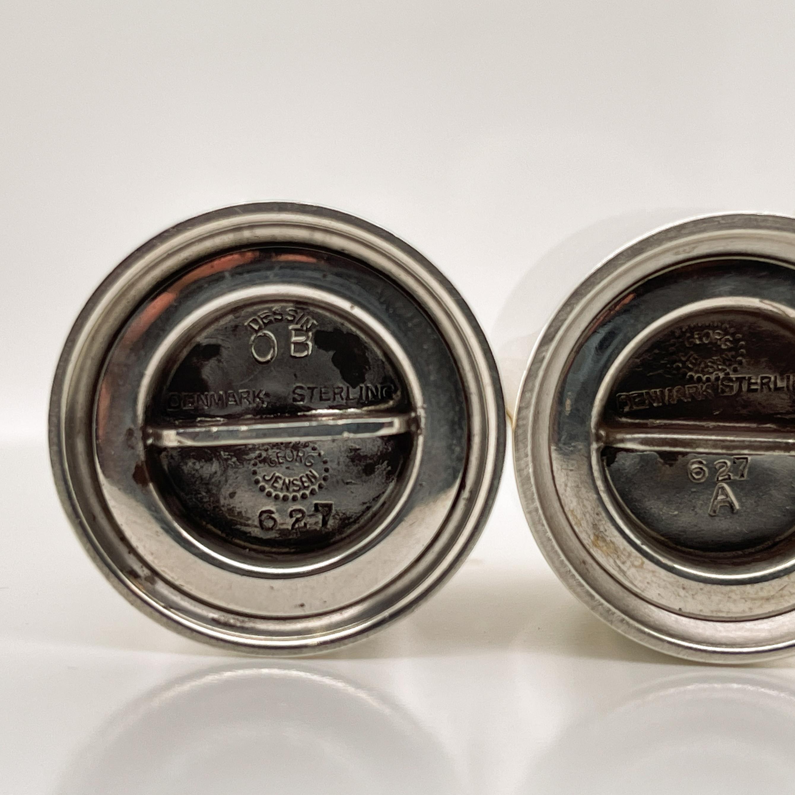 Pair of Danish Modern Georg Jensen Sterling Silver Salt & Pepper Shakers # 627 For Sale 4