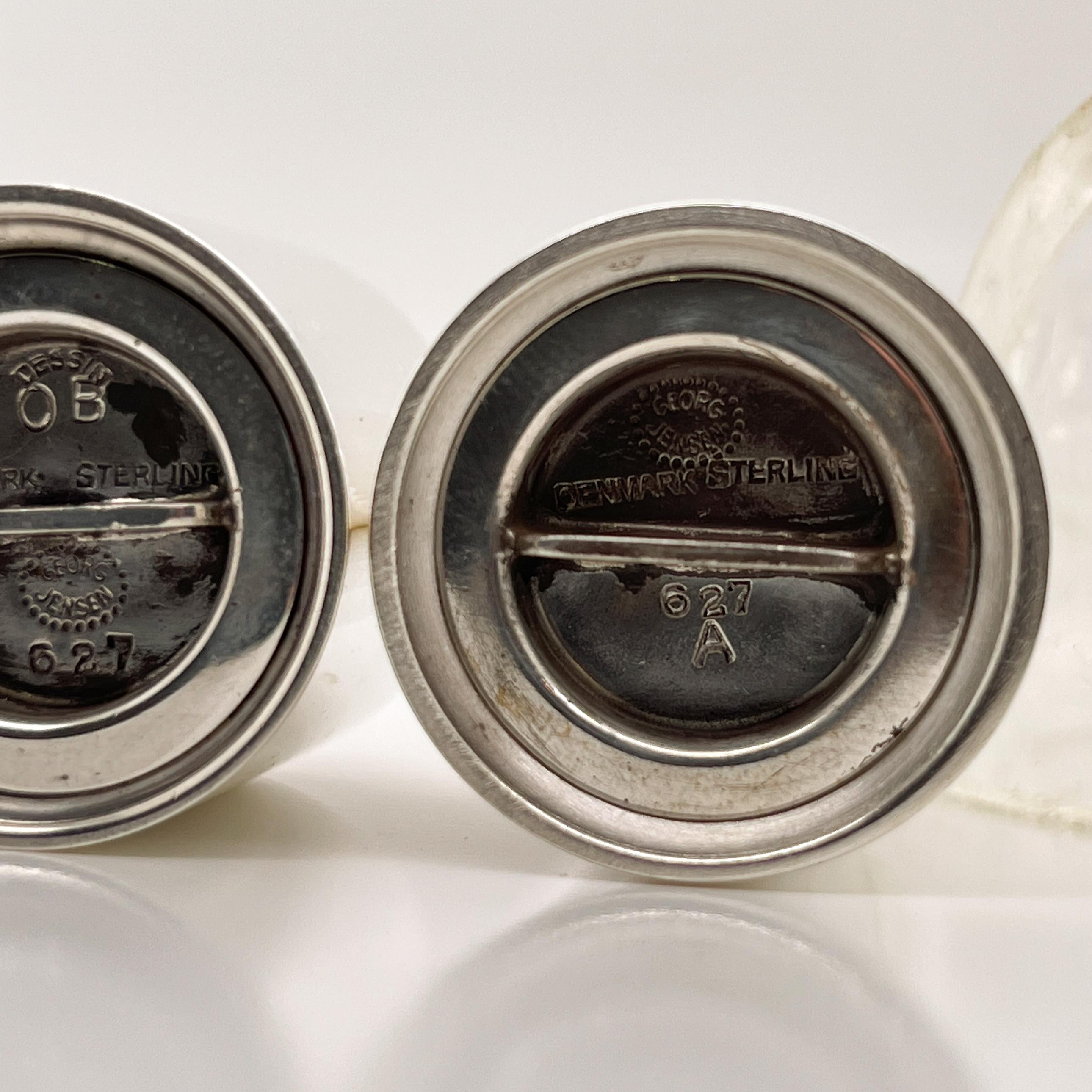 Pair of Danish Modern Georg Jensen Sterling Silver Salt & Pepper Shakers # 627 For Sale 5