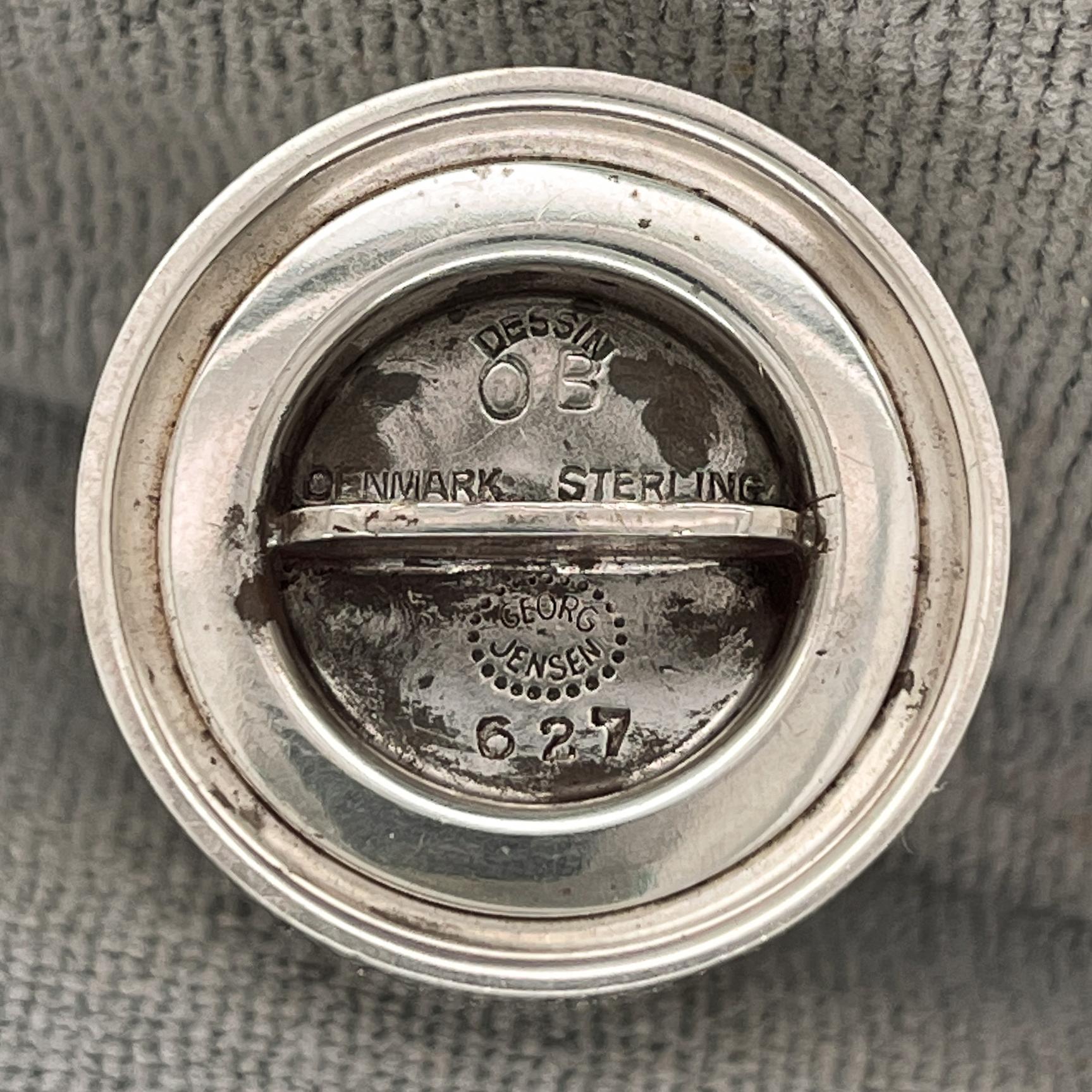 Pair of Danish Modern Georg Jensen Sterling Silver Salt & Pepper Shakers # 627 For Sale 6