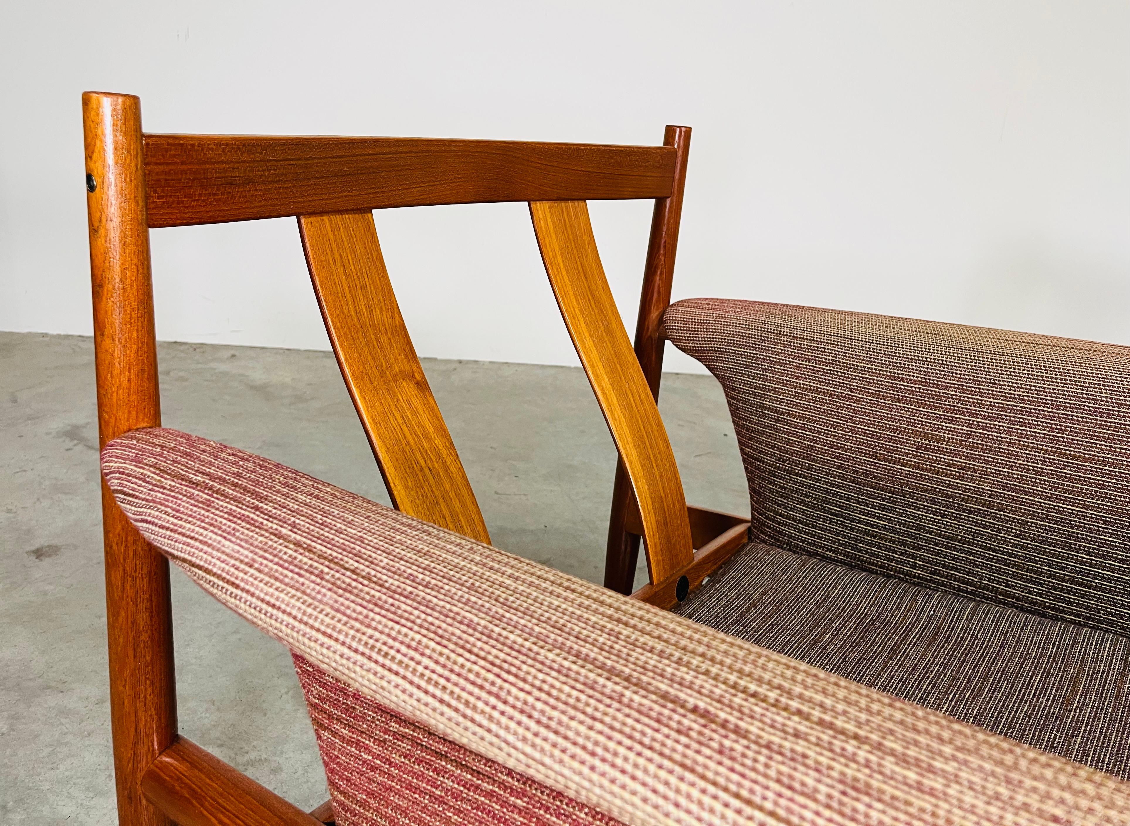 Coppia di sedie da salotto moderne danesi in teak Grete Jalk France & Son 1960s in vendita 1