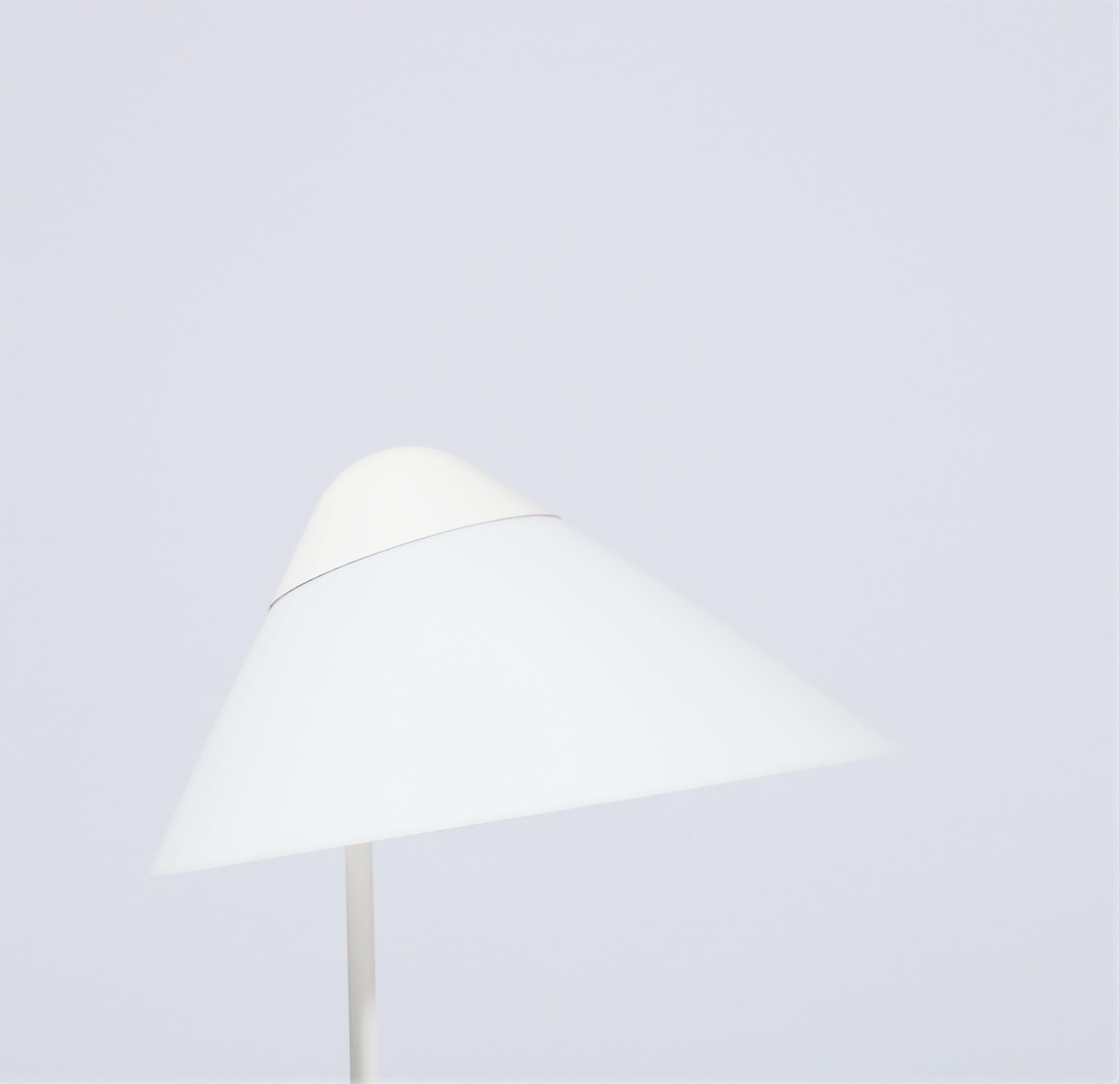 Rare and beautiful pair of white table lamps by Hans J. Wegner for Louis Poulsen, Denmark. Model 