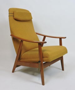 Pair of Danish Modern High Back Teak Rocker Recliner Chairs by Arnt Lande