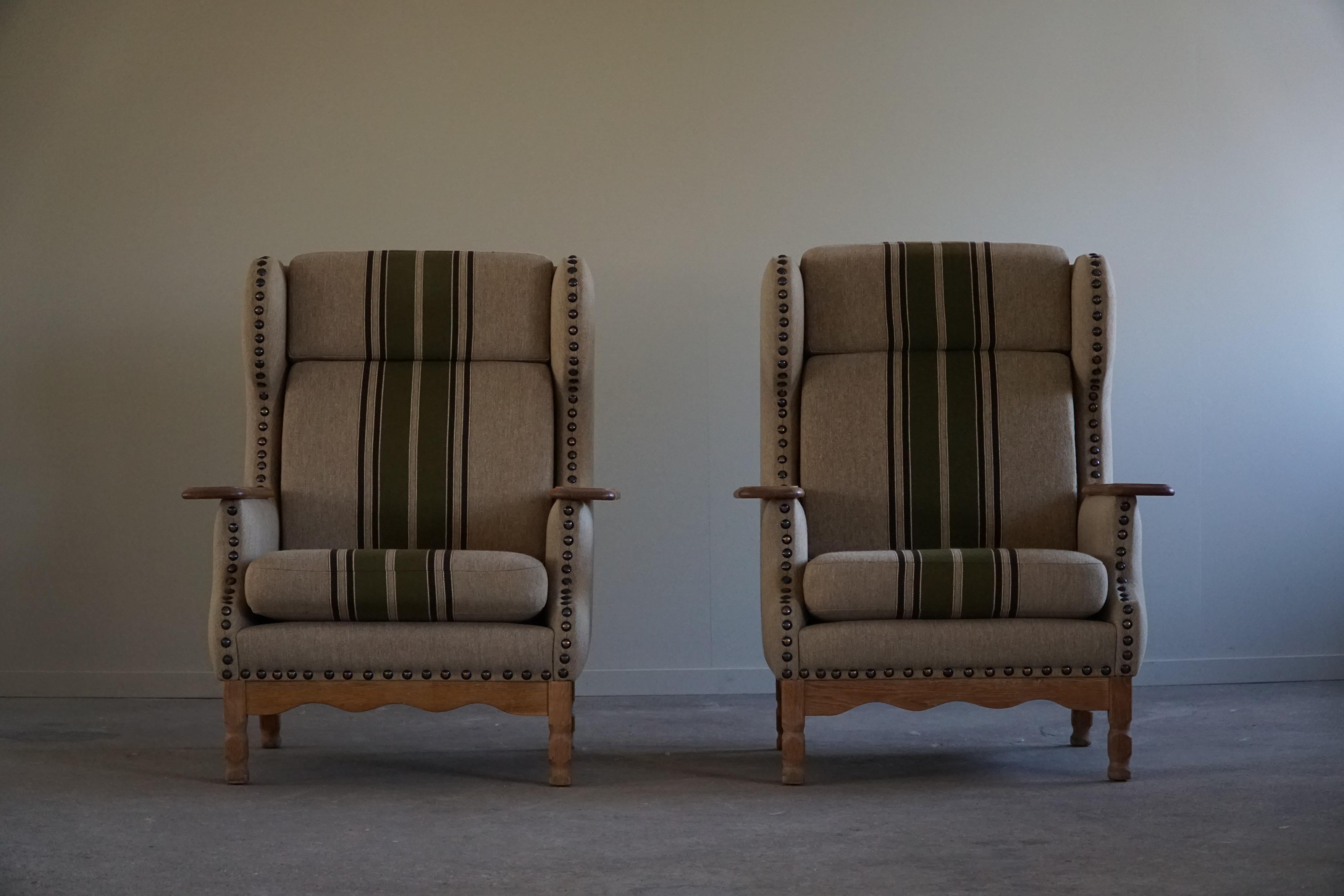 Pair of Danish Modern Highback Lounge Chairs in Style of Henning Kjærnulf, 1960s For Sale 8