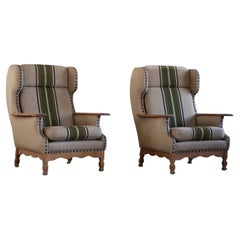 Pair of Danish Modern Highback Lounge Chairs in Style of Henning Kjærnulf, 1960s