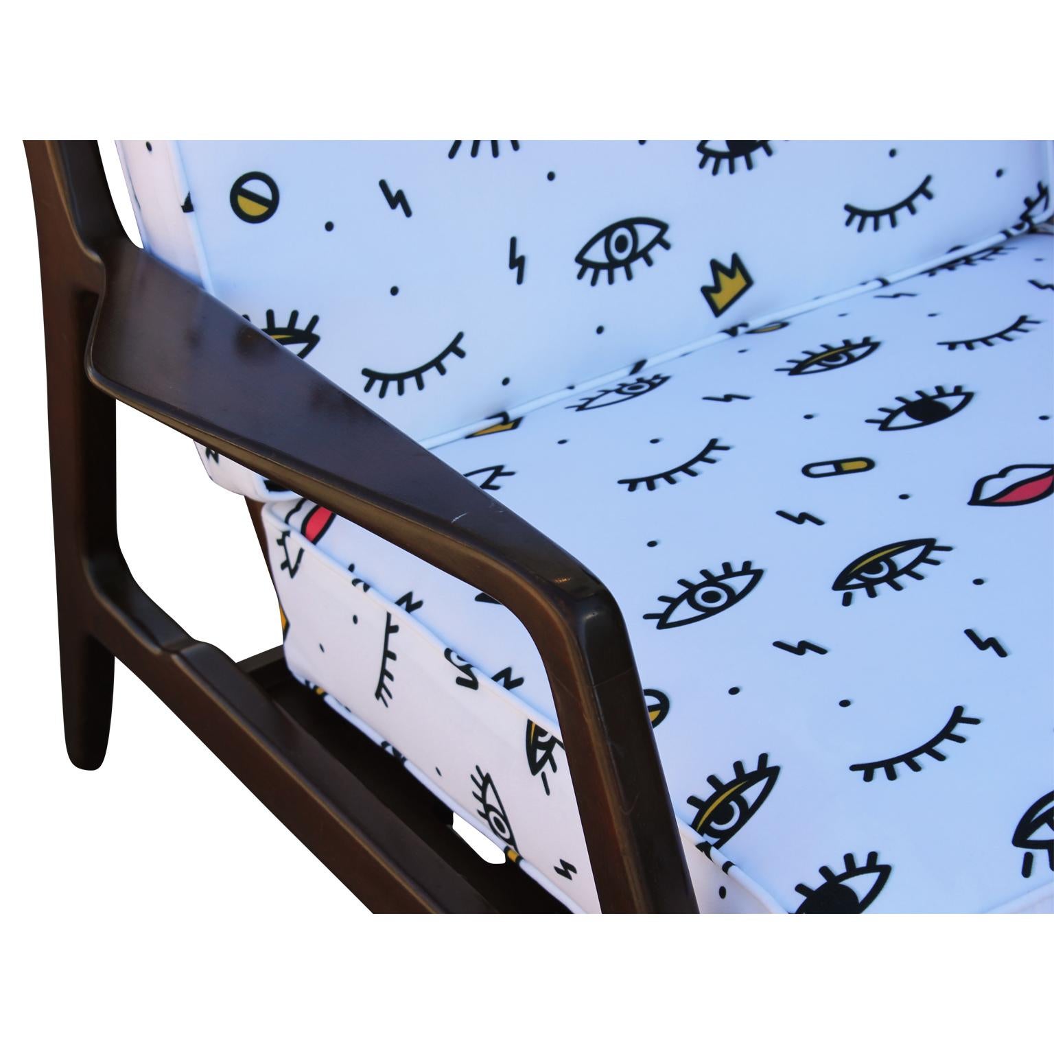 Mid-20th Century Pair of Danish Modern Ib Kofod-Larsen for Selig Lounge Chairs in Eye Fabric