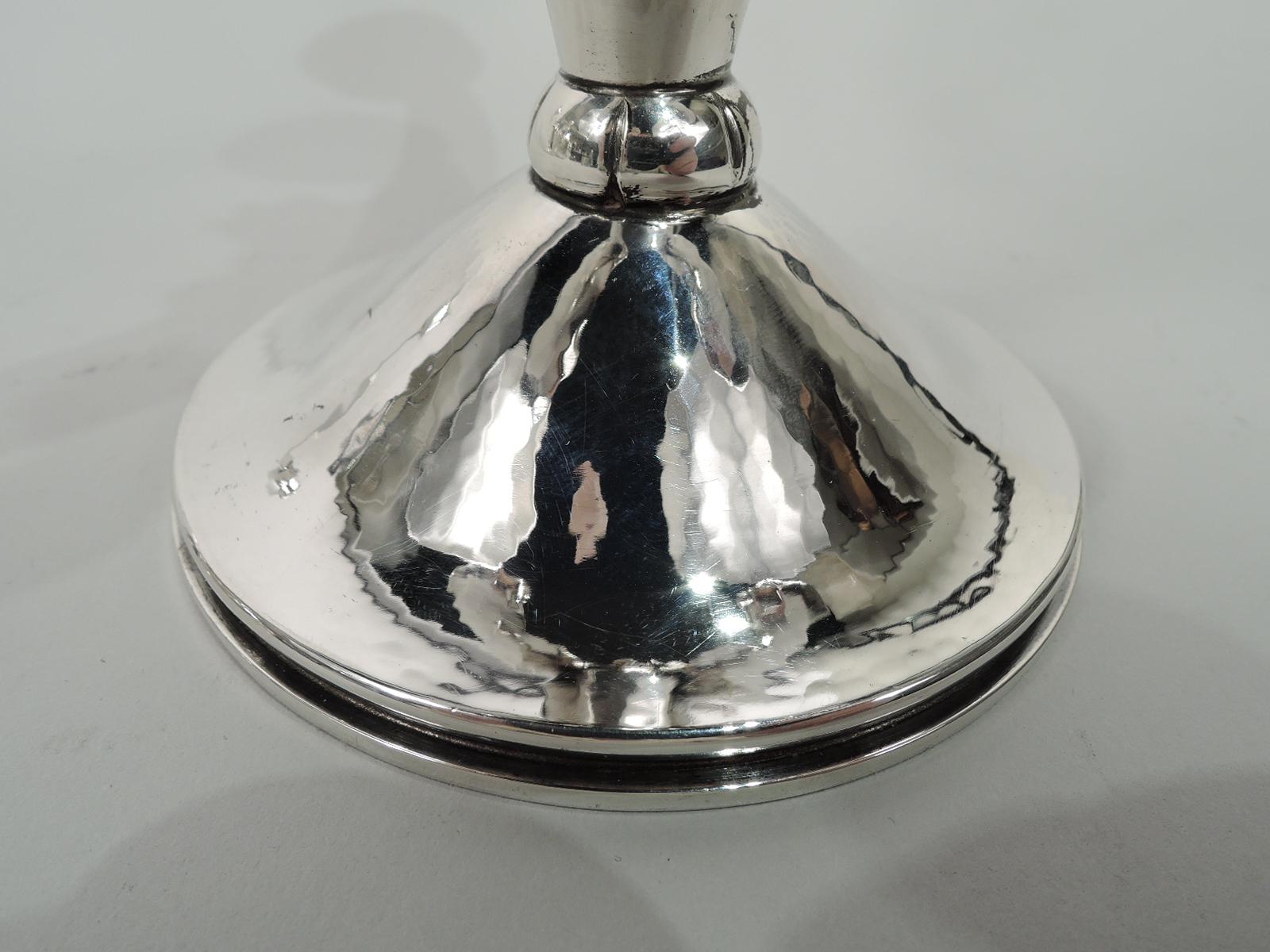 20th Century Pair of Danish Modern Jensen-Style Sterling Silver 3-Light Candelabra