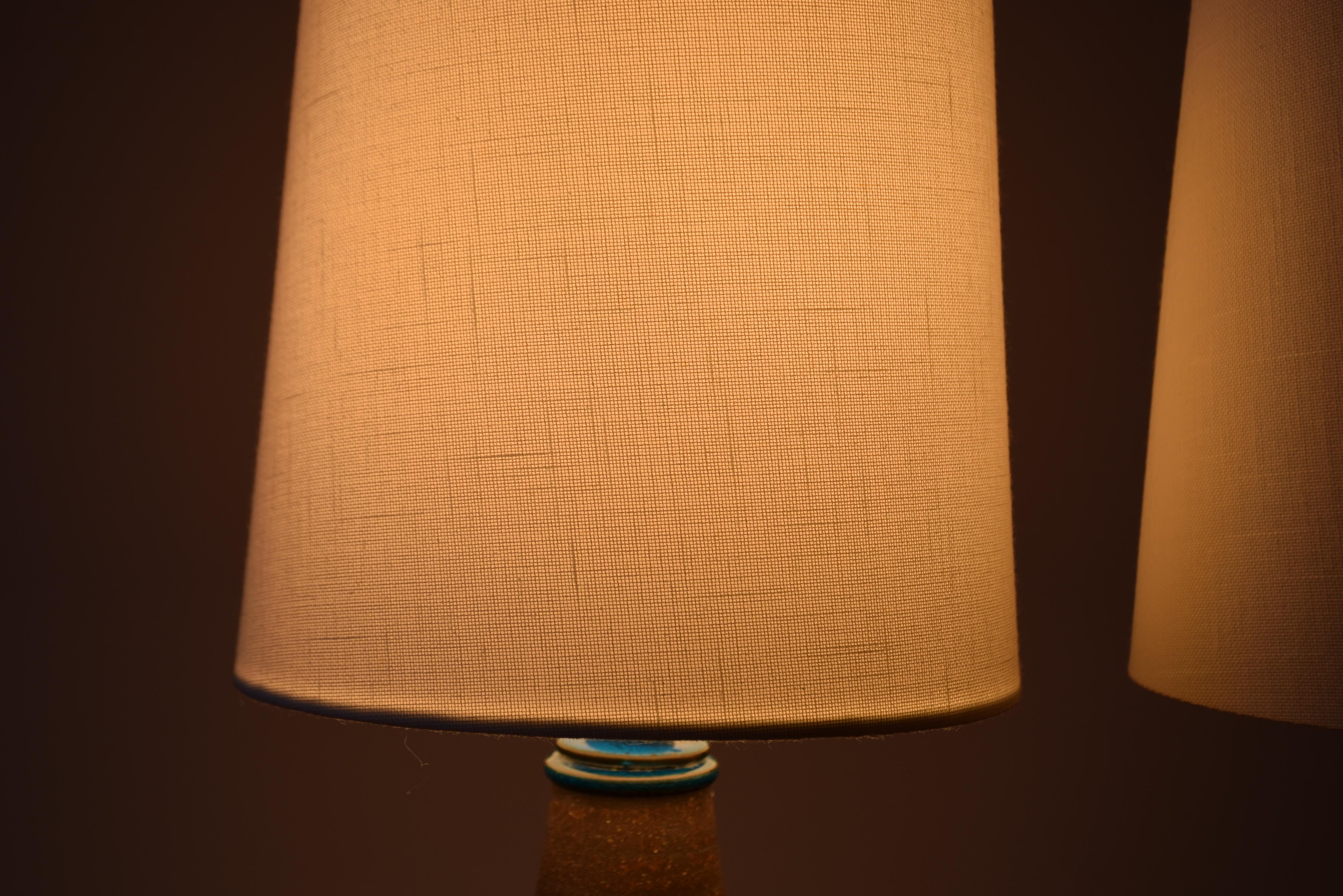 Céramique Paire de lampes de table Kähler HAK danoises modernes Bleu turquoise et Brown années 1960 en vente