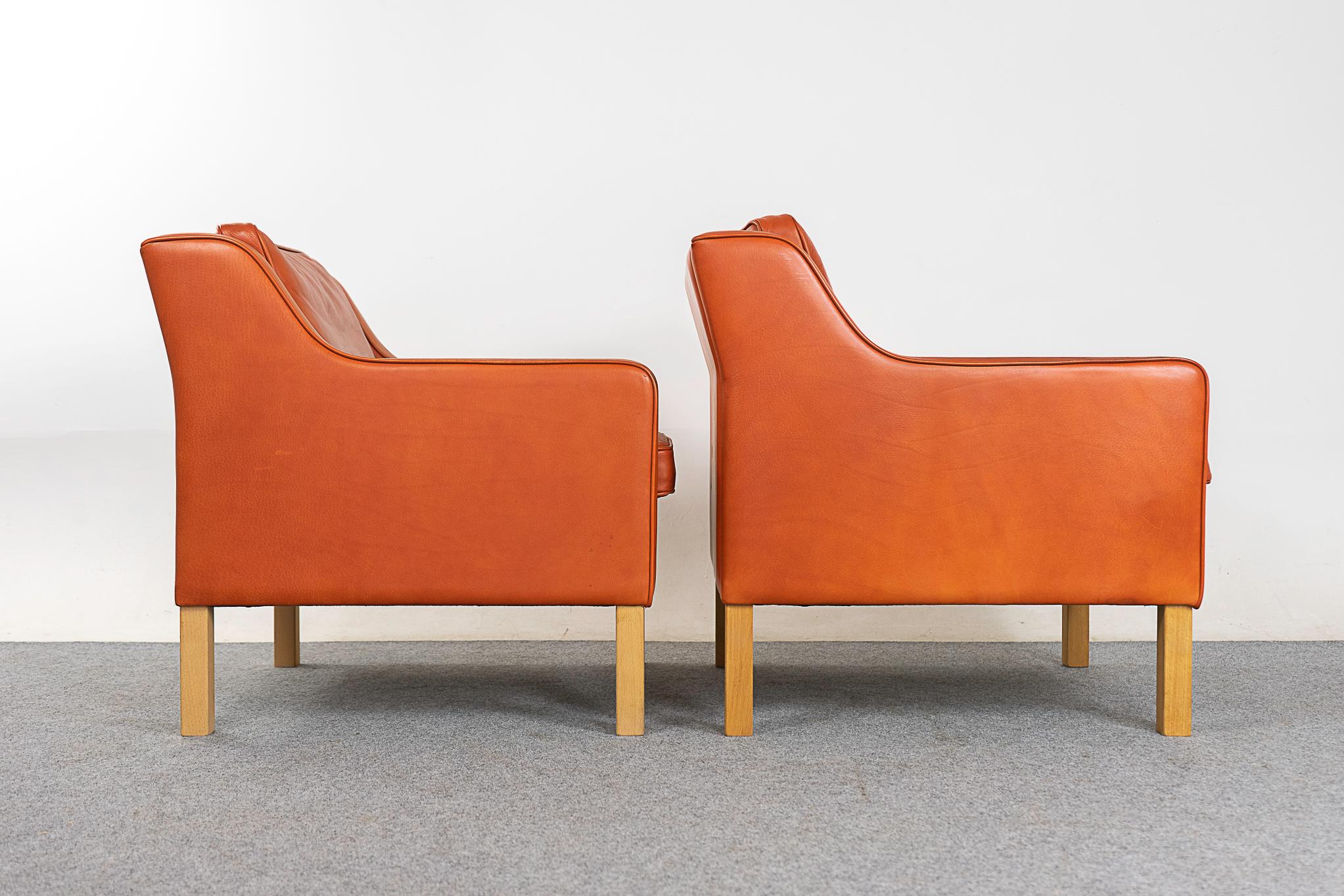Pair of Danish Modern Leather Lounge Chairs 5