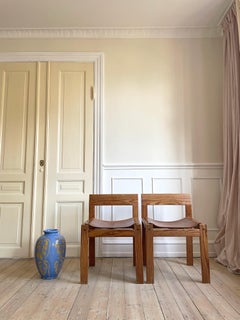 Classic Handmade Danish 1960s Leather Seat Wooden Chairs