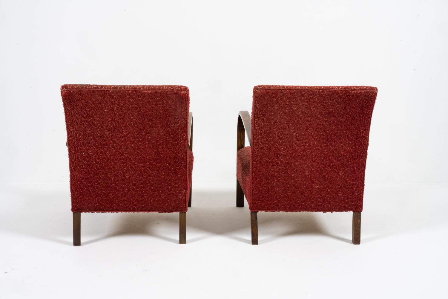 Moderne dänische Loungesessel von Fritz Hansen, ca. 1950er Jahre, Paar im Angebot 1