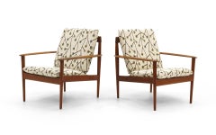 Pair of Danish Modern Lounge Chairs by Greta Jalk, Teak with New Cushions