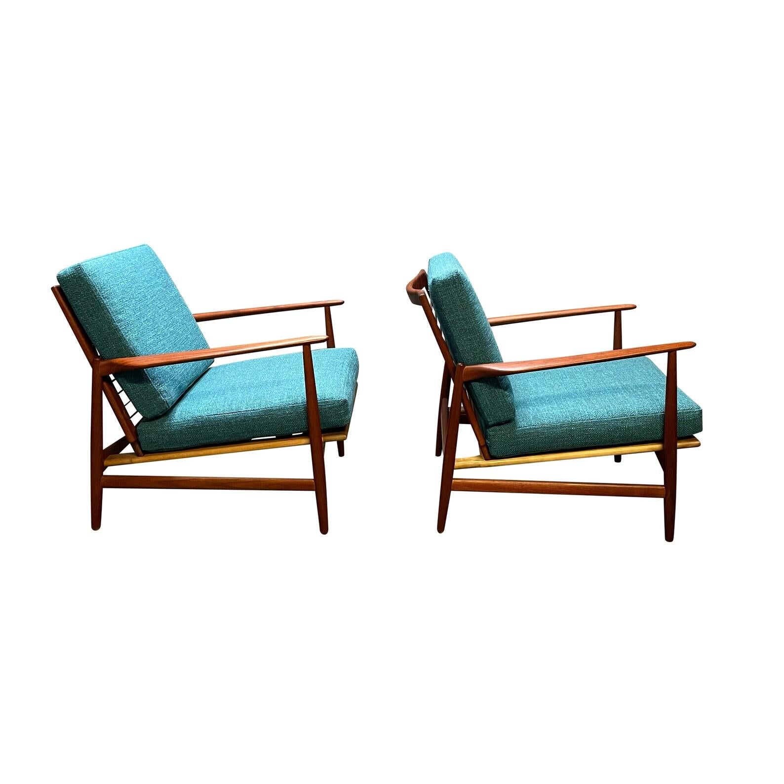 Woodwork Pair of Danish Modern Lounge Chairs by Kofod Larsen