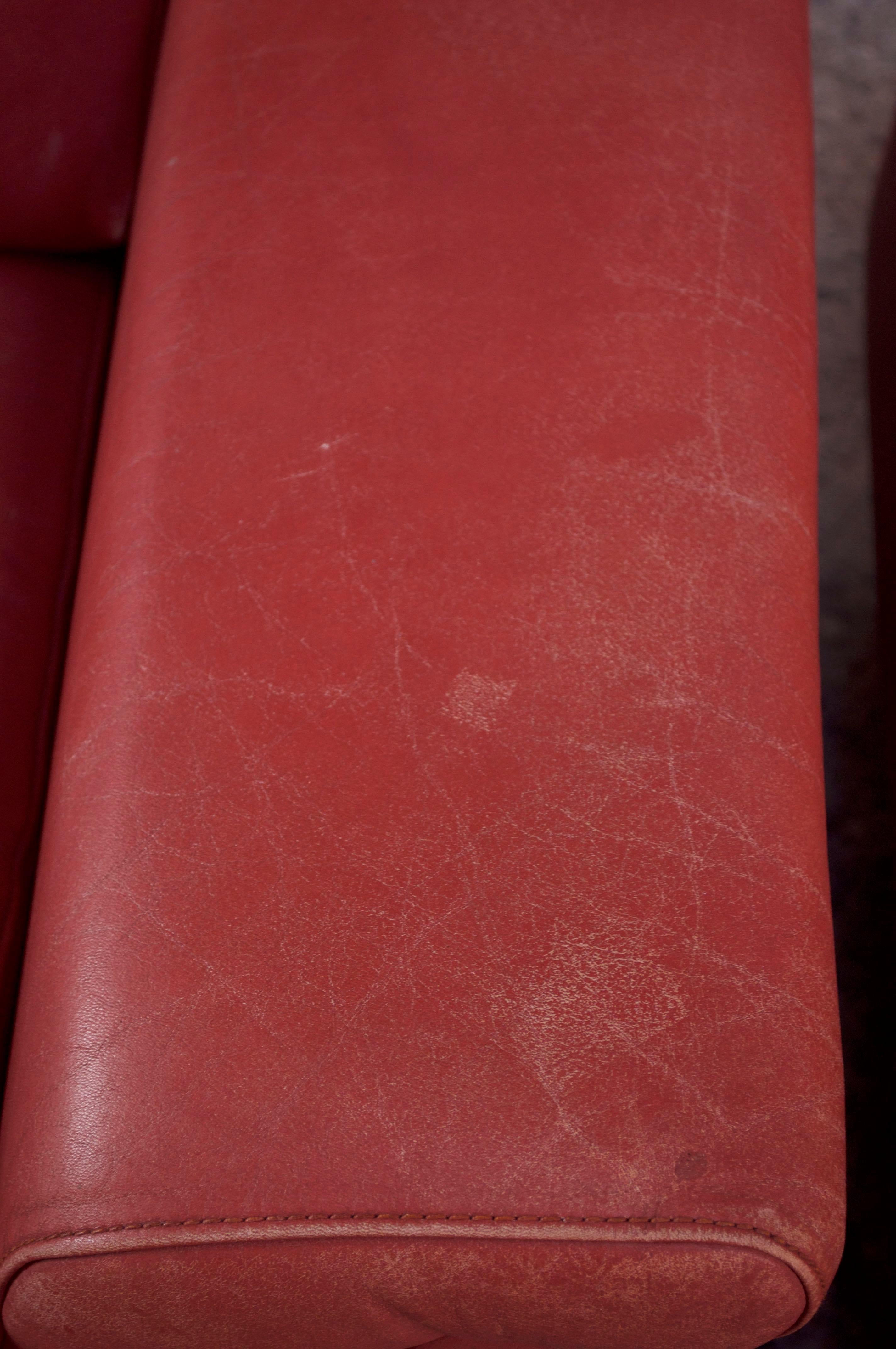 Pair of Danish Modern Lounge Chairs in Cinnabar Leather 10