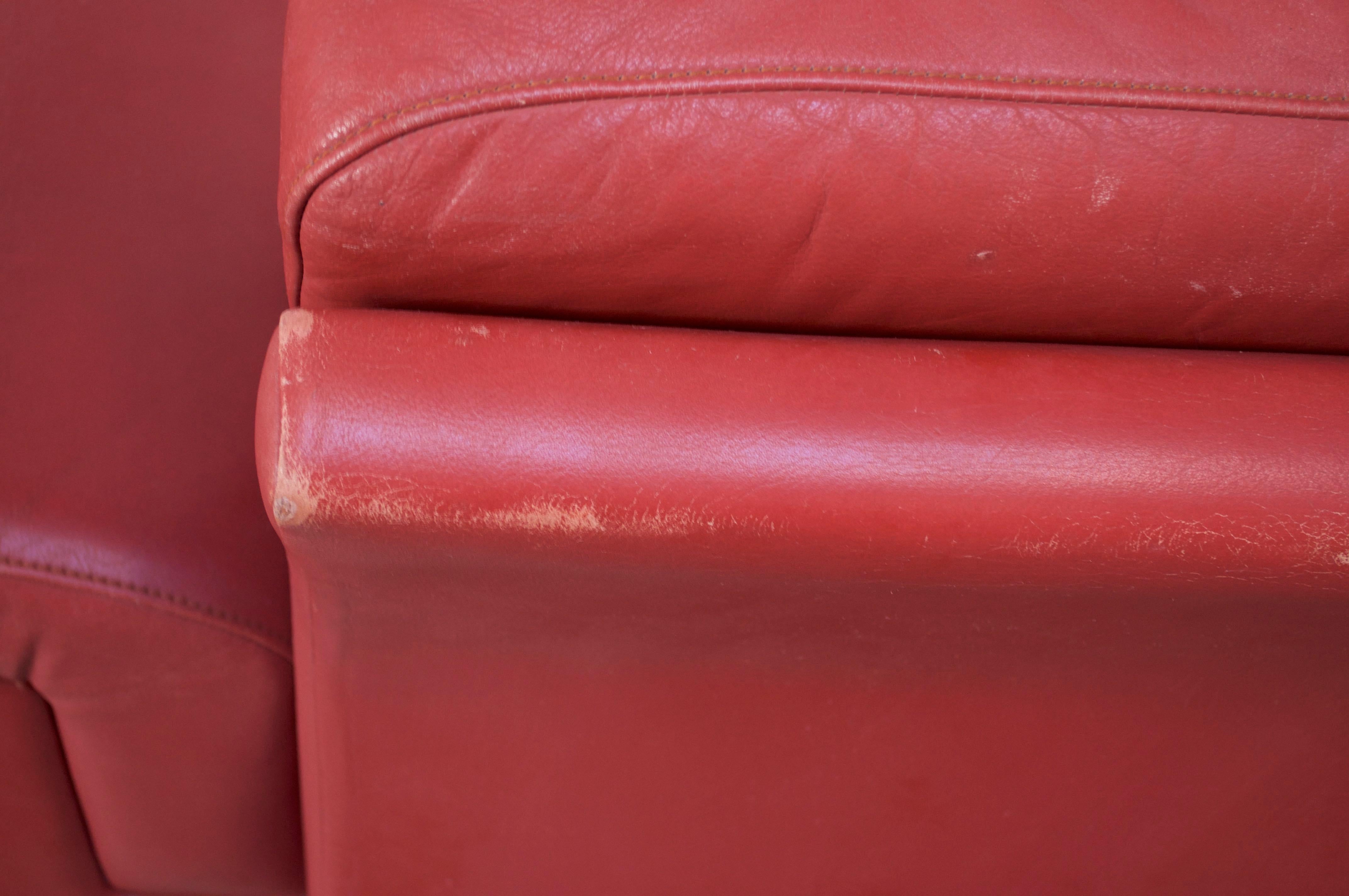 Mahogany Pair of Danish Modern Lounge Chairs in Cinnabar Leather