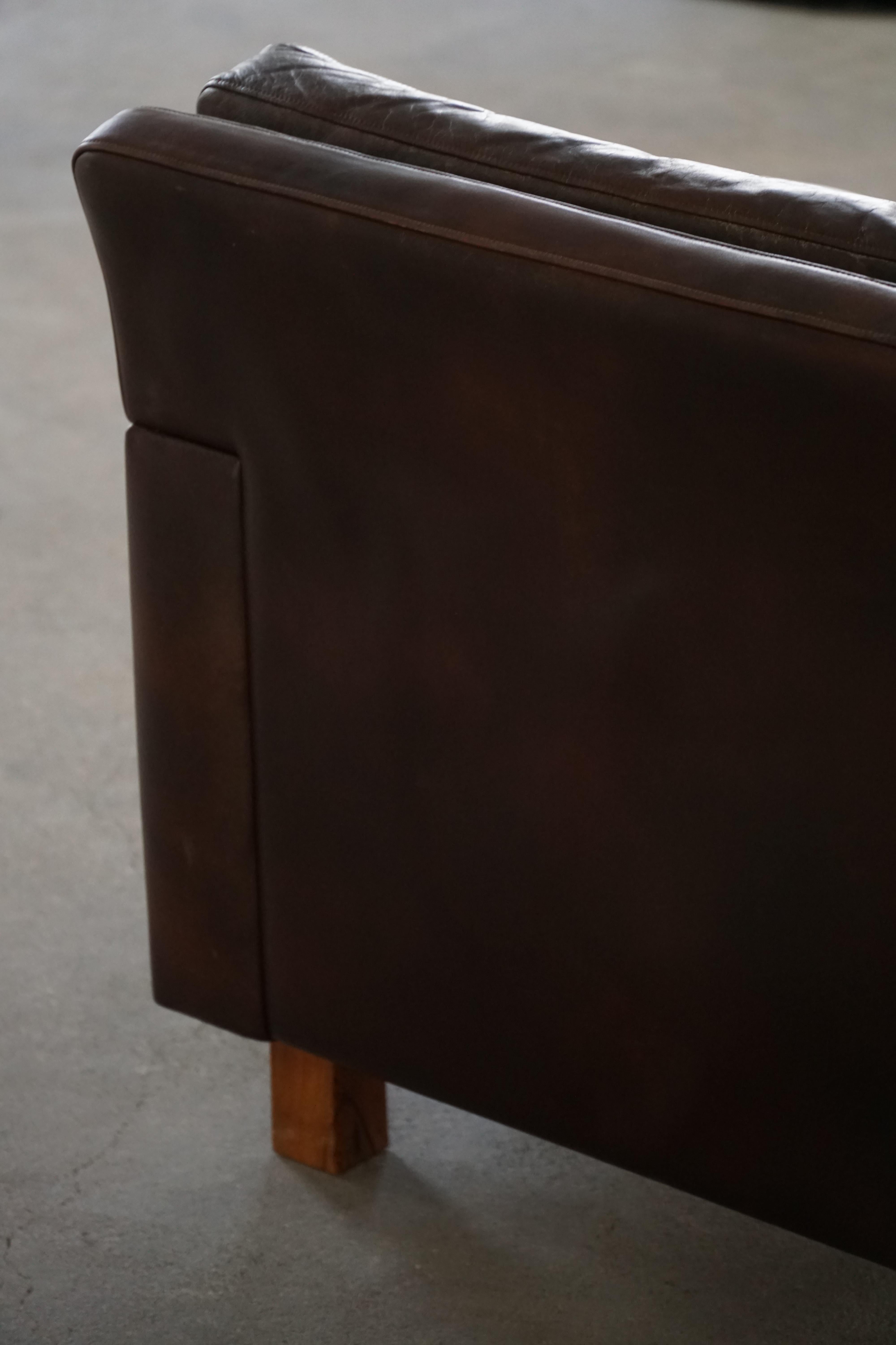 Pair of Danish Modern Lounge Chairs in Dark Brown Leather & Rosewood, 1960s For Sale 9