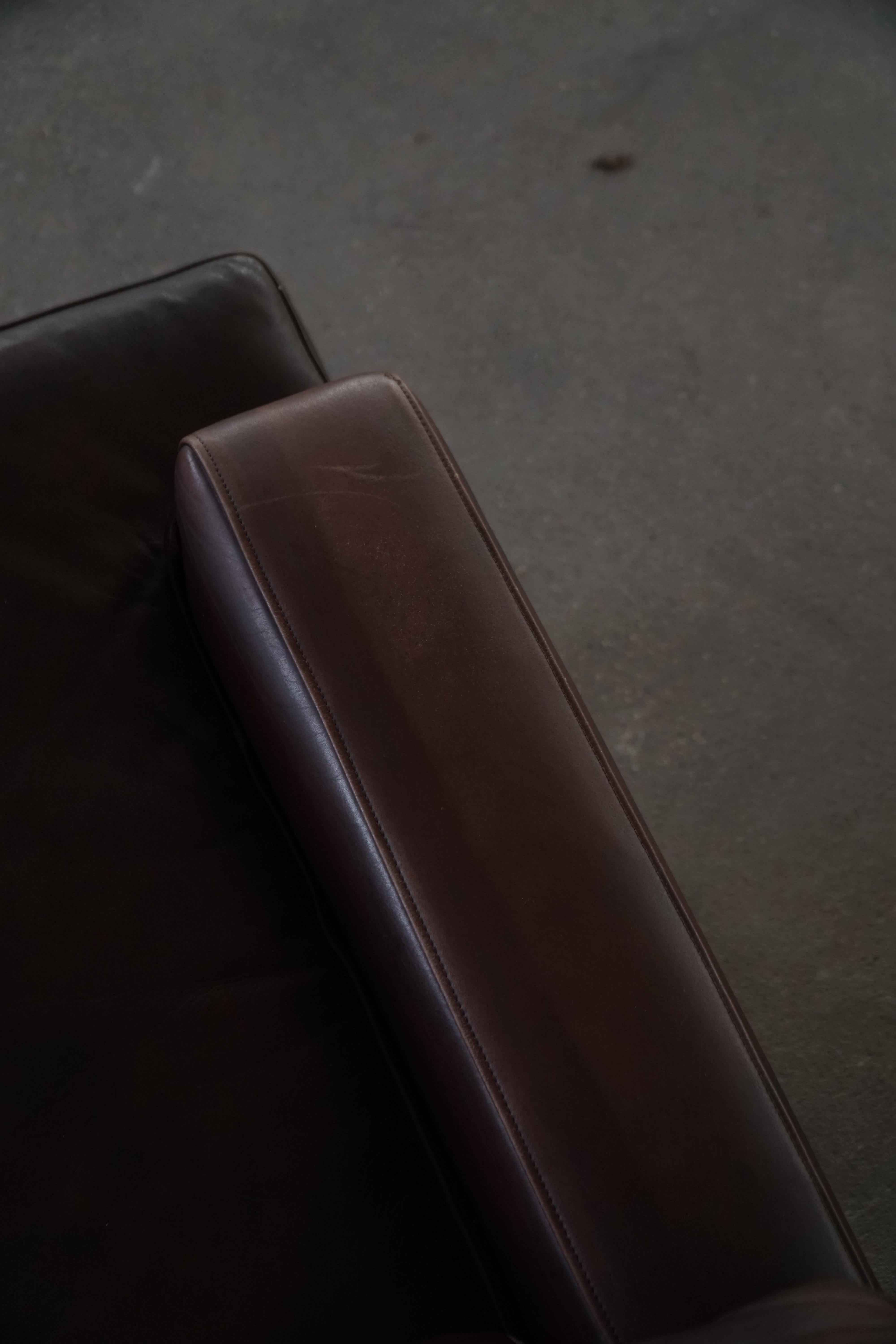 Pair of Danish Modern Lounge Chairs in Dark Brown Leather & Rosewood, 1960s For Sale 11