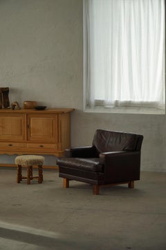 Pair of Danish Modern Lounge Chairs in Dark Brown Leather & Rosewood, 1960s