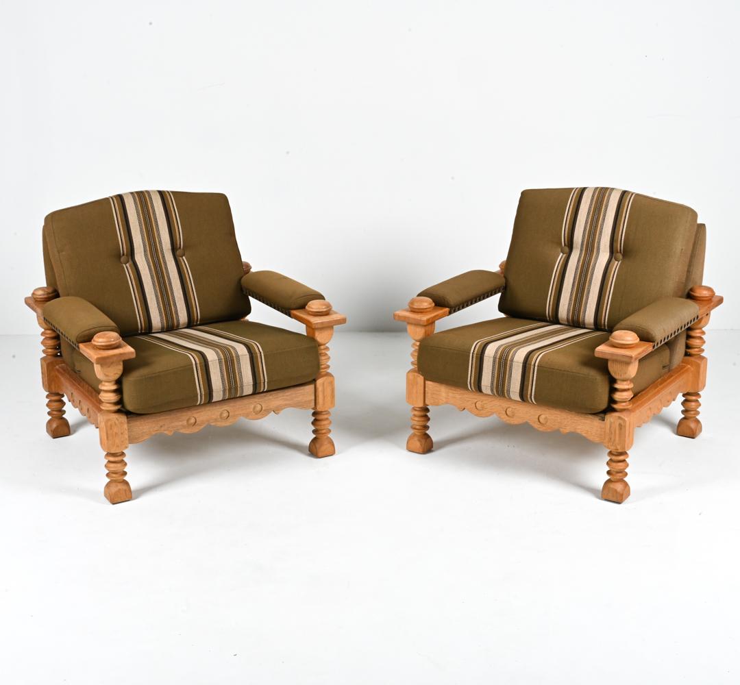 Indulge in the timeless allure of mid-century elegance with this exquisite Pair of Danish Modern Lounge Chairs, a testament to the visionary design of Henning Kjærnulf during the iconic 1960s era. Crafted with precision and an unwavering commitment