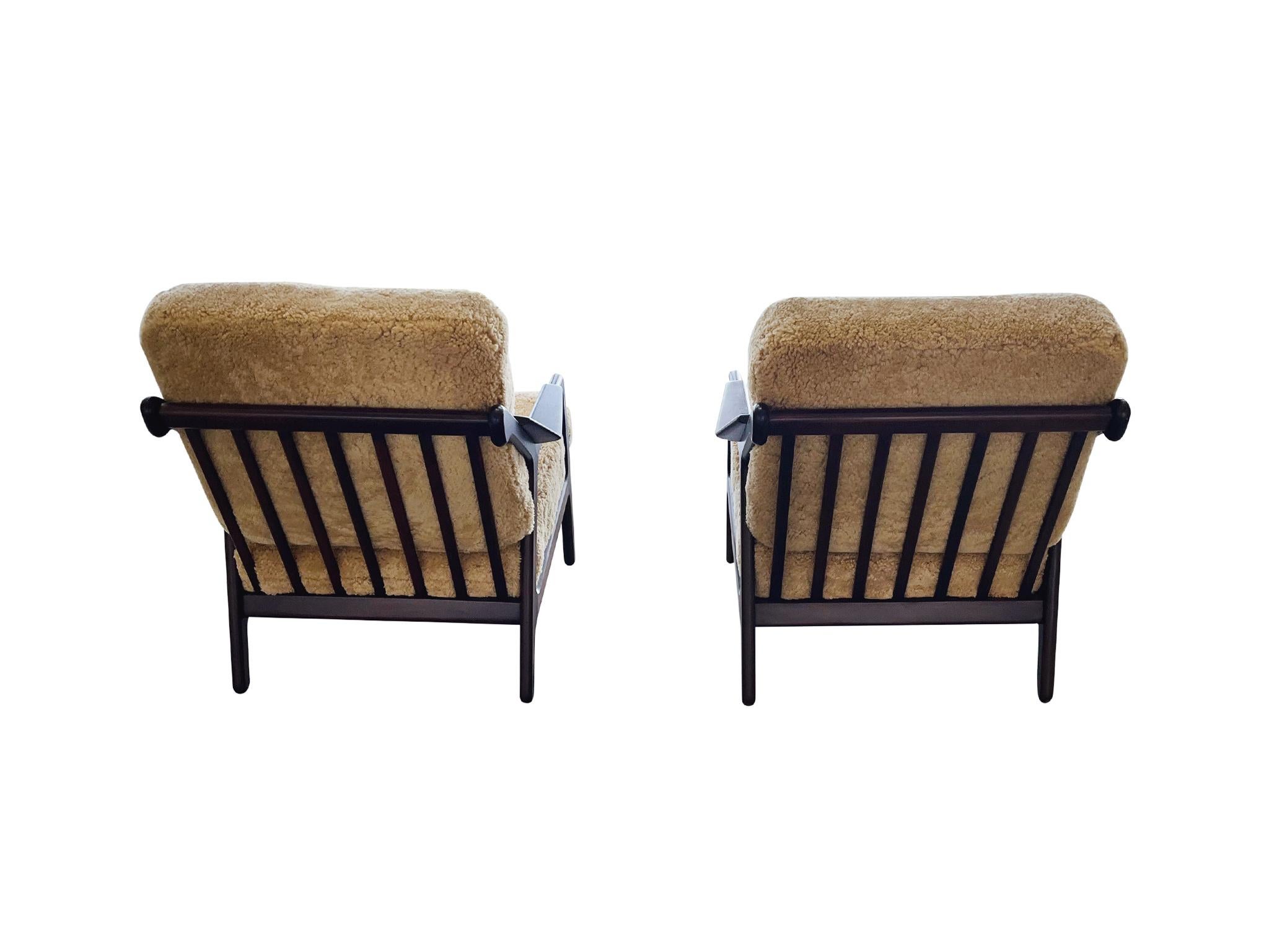 Pair of Danish Modern Lounge Chairs in Shearling by H. Brockmann-Petersen In Good Condition In New York, NY