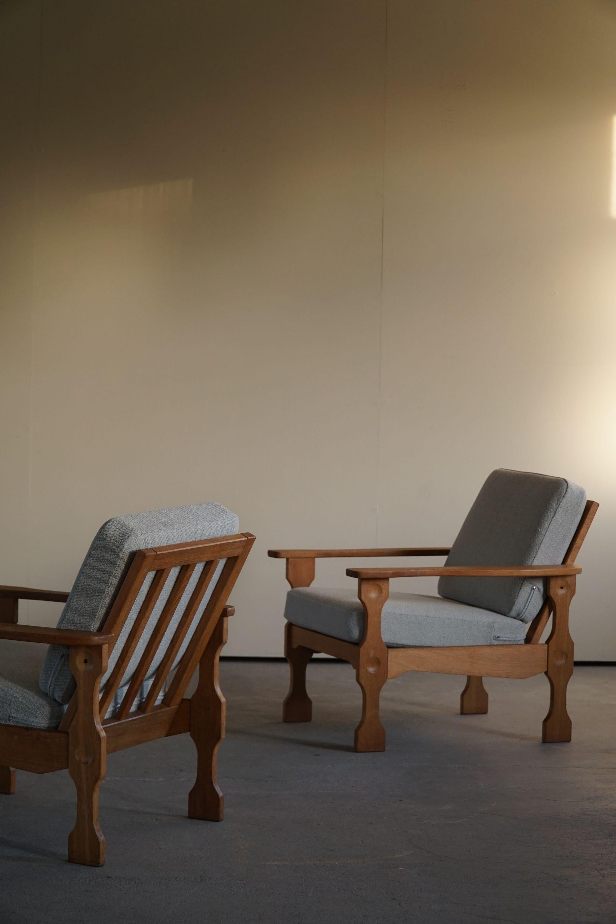 Pair of Danish Modern Lounge Chairs, Reupholstered, Henning Kjærnulf Style, 1960 For Sale 5