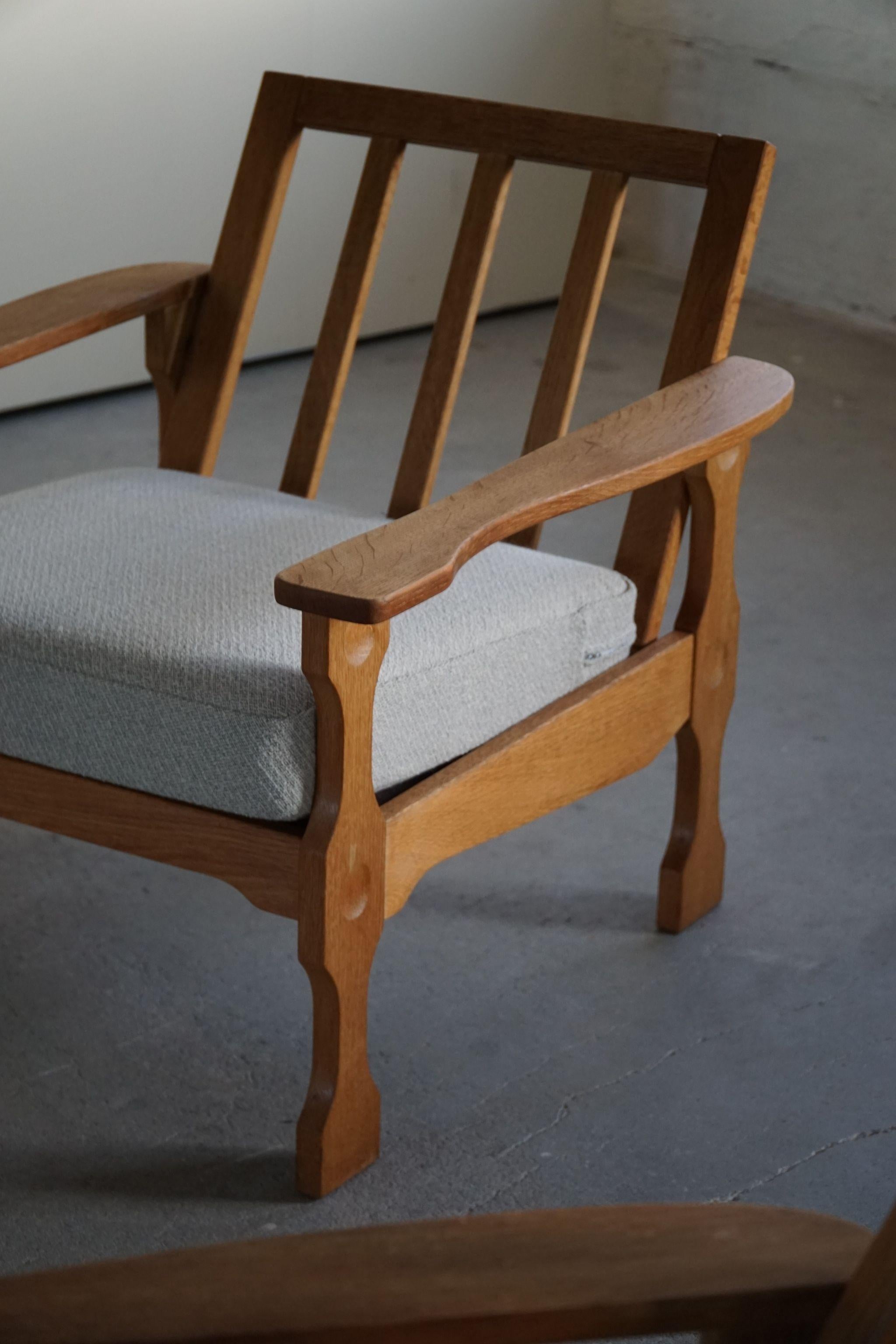 Pair of Danish Modern Lounge Chairs, Reupholstered, Henning Kjærnulf Style, 1960 For Sale 7