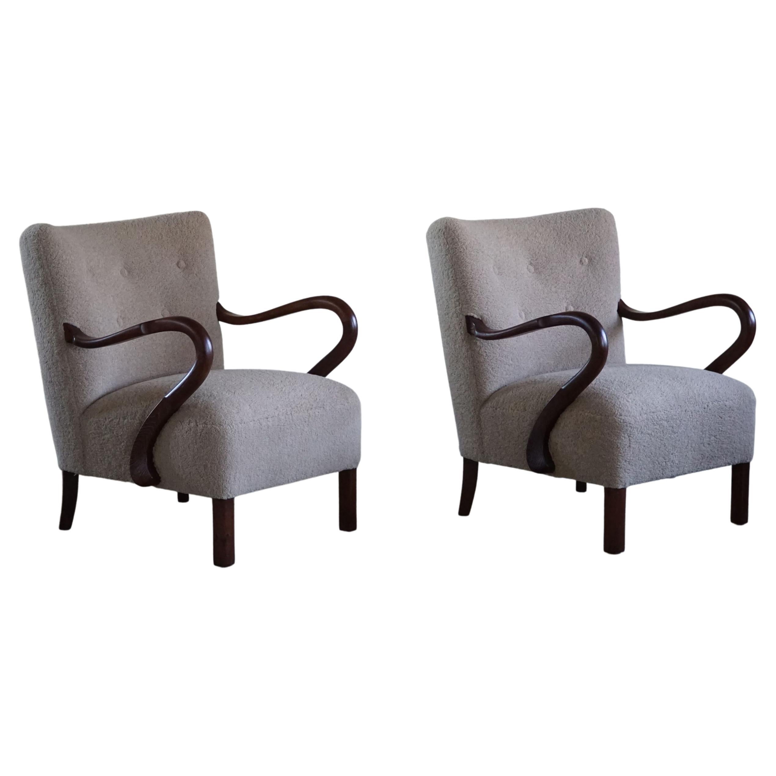 Pair of Danish Modern Lounge Chairs with New Fabric by Alfred Christensen, 1940s