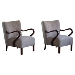 Pair of Danish Modern Lounge Chairs with New Fabric by Alfred Christensen, 1940s Pair of Danish Modern Lounge Chairs with New Fabric by Alfred Christensen, 1940s