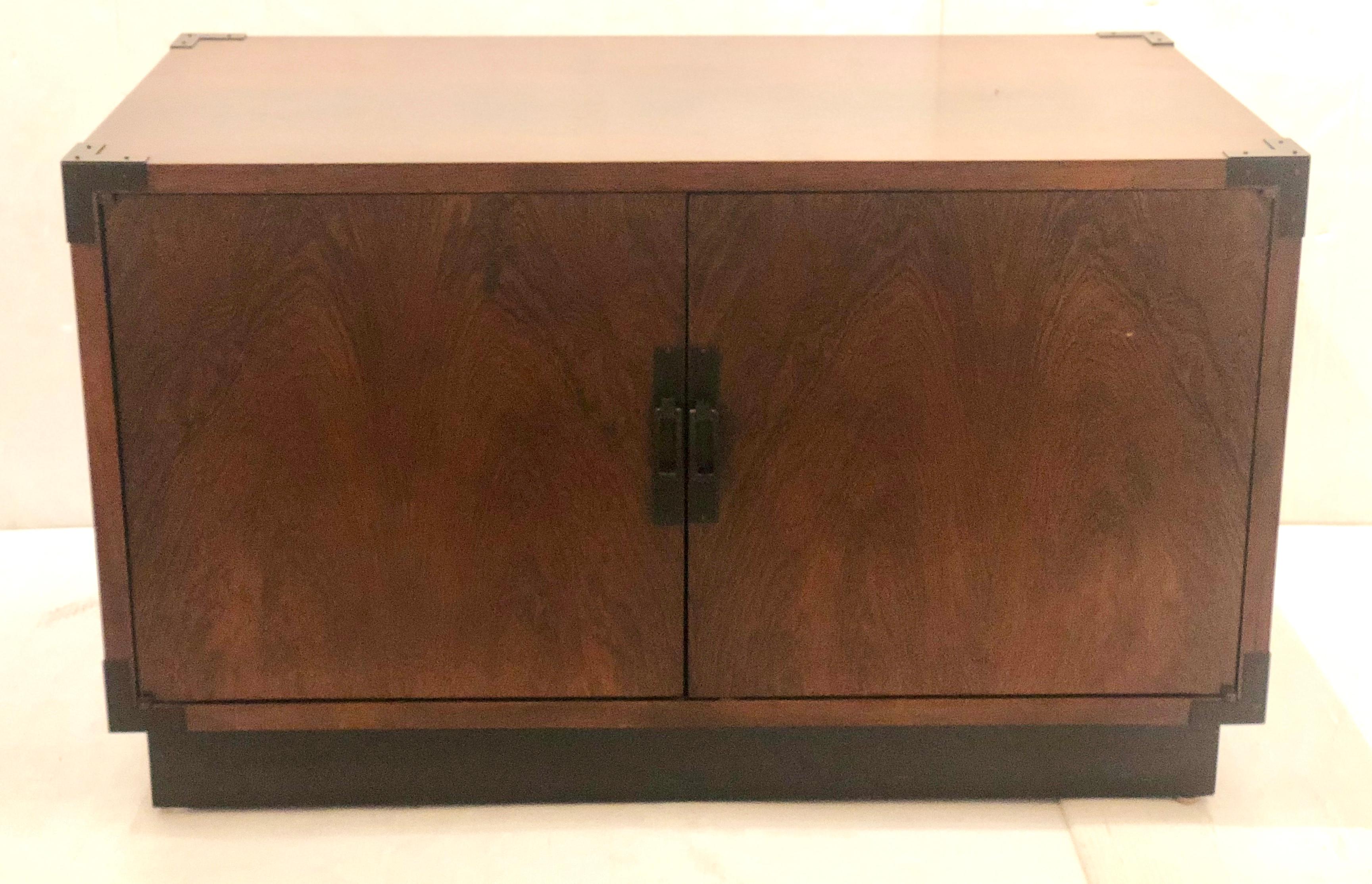 American Pair of Danish Modern Low Rosewood Cabinets with Side Handles