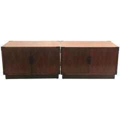 Pair of Danish Modern Low Rosewood Cabinets with Side Handles