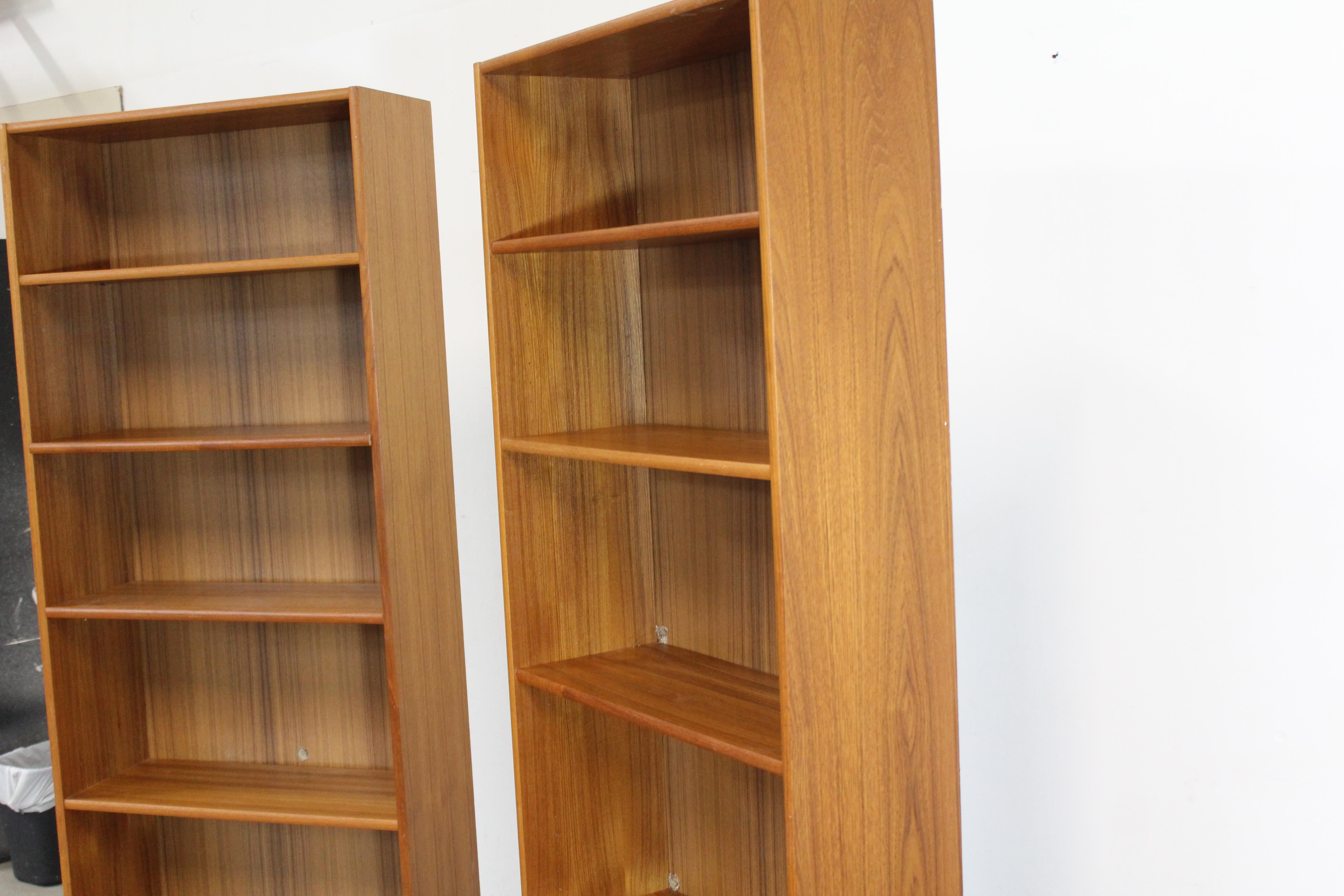 Pair of Danish Modern Mobler Teak Tall Bookcases 1