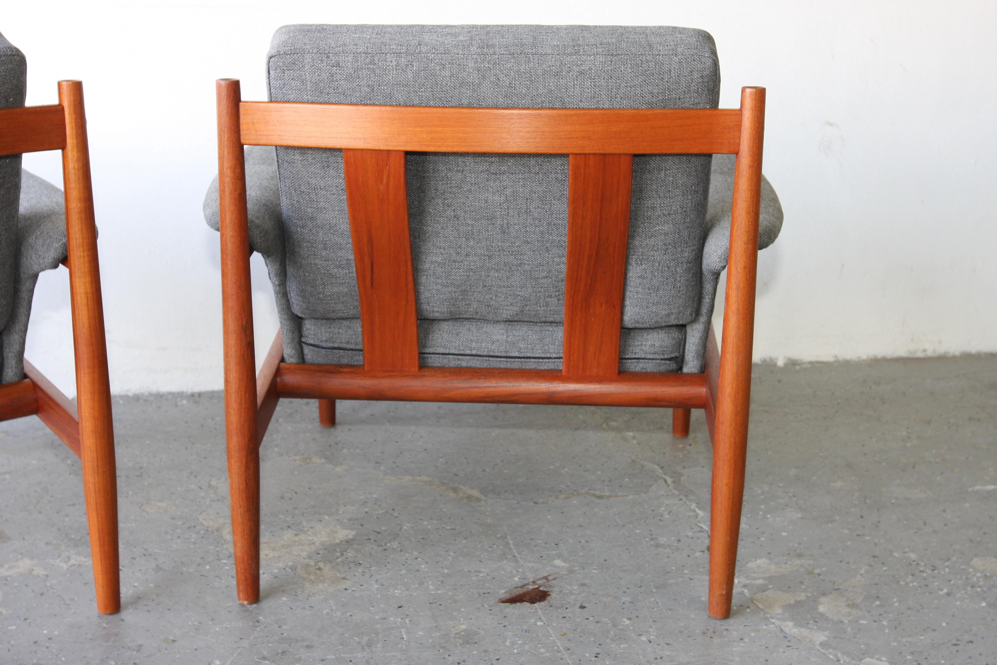 Mid-20th Century Pair of  Danish Modern model 168 Grete Jalk teak lounge chairs 