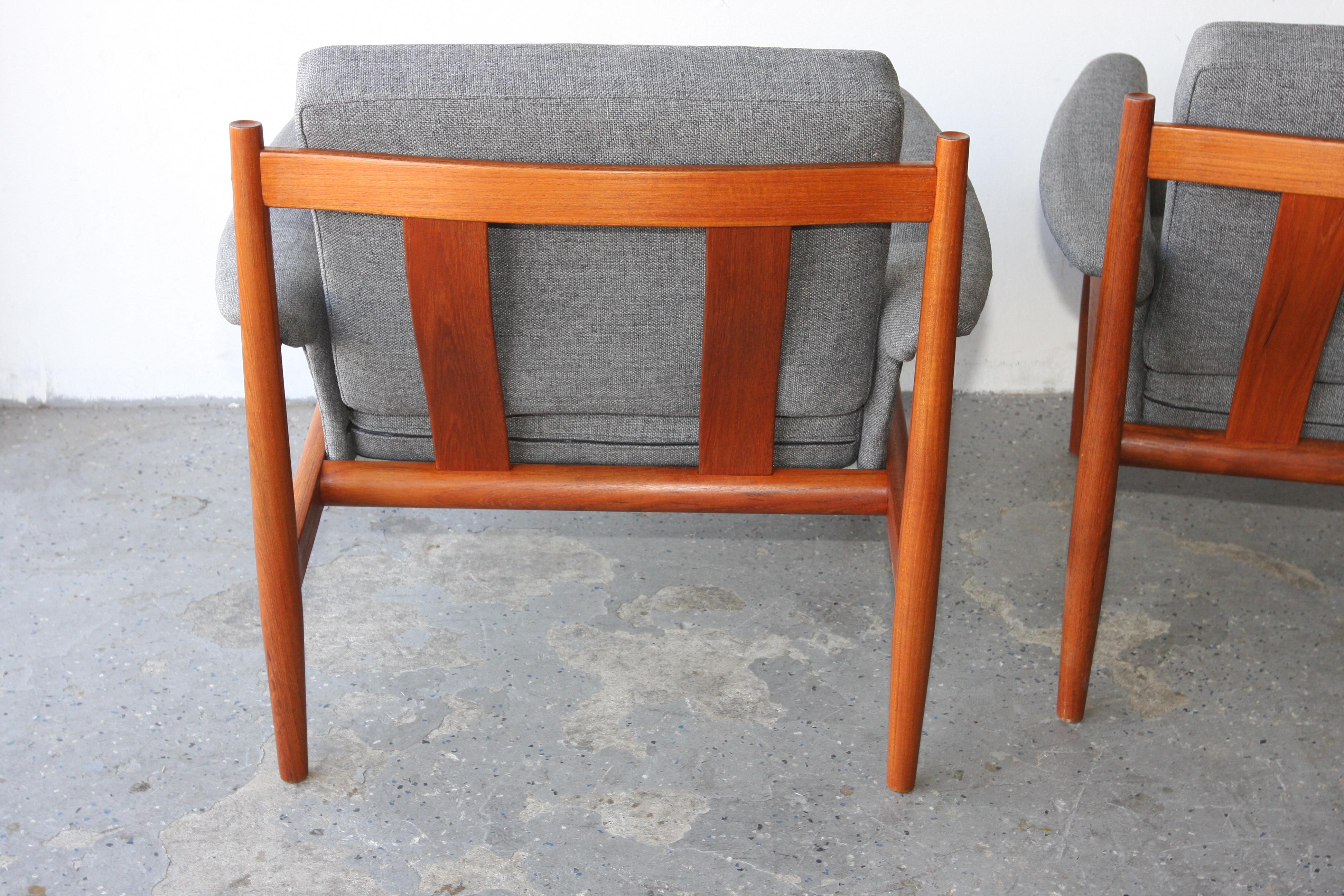 Teak Pair of  Danish Modern model 168 Grete Jalk teak lounge chairs 