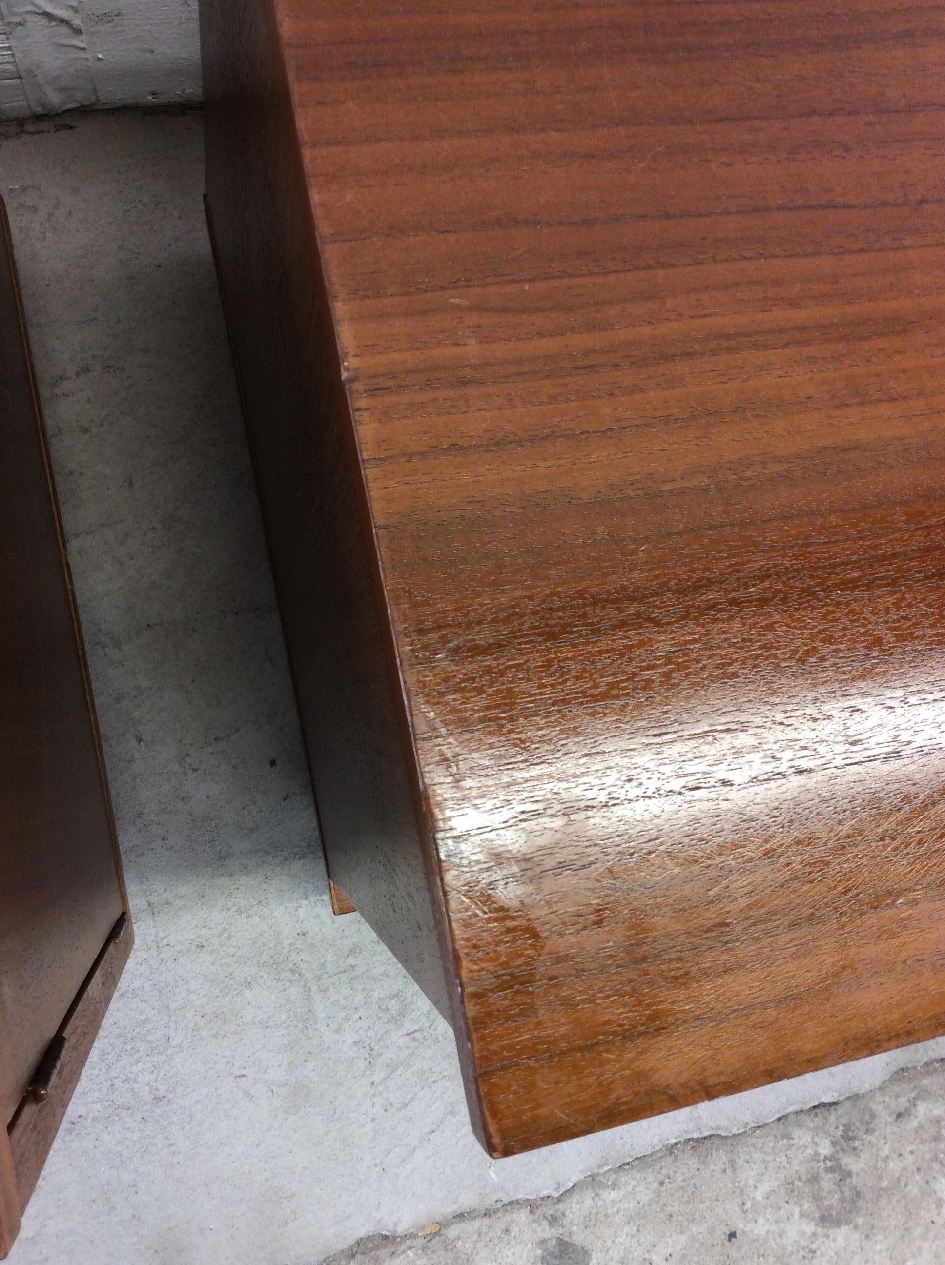 Pair of Danish Modern Nightstands with Storage Cabinet For Sale 6
