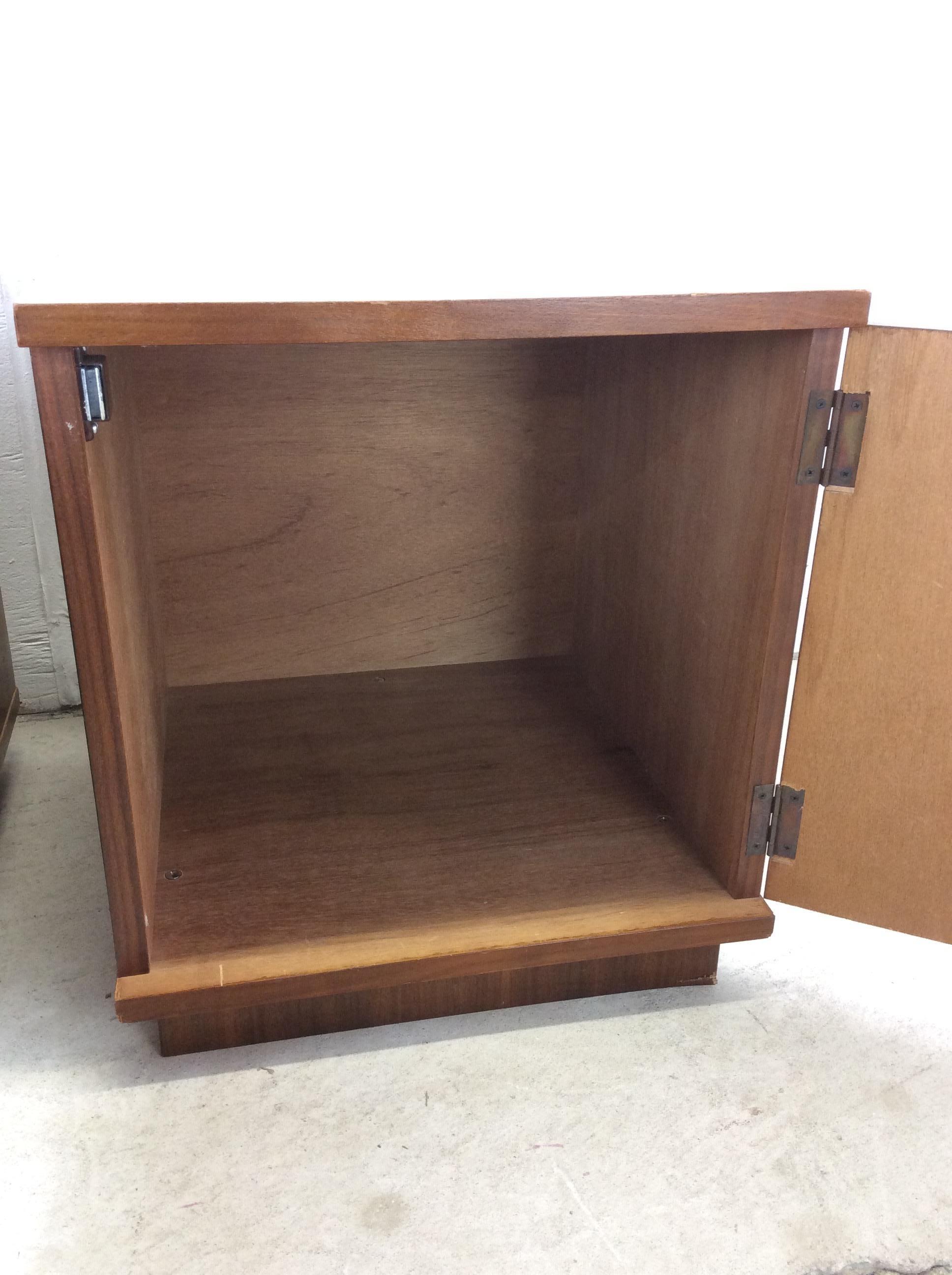 Pair of Danish Modern Nightstands with Storage Cabinet For Sale 9