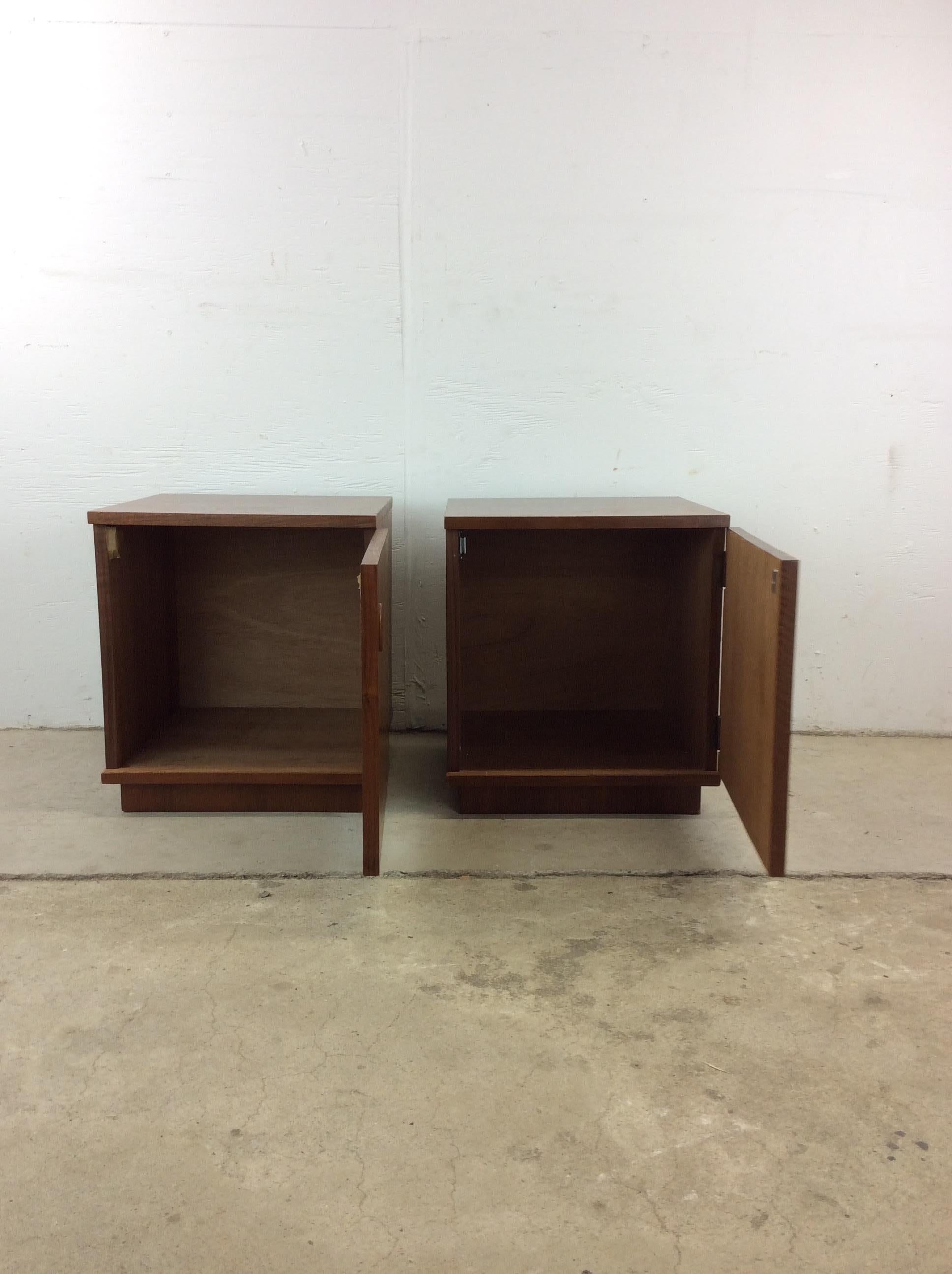 Pair of Danish Modern Nightstands with Storage Cabinet For Sale 10