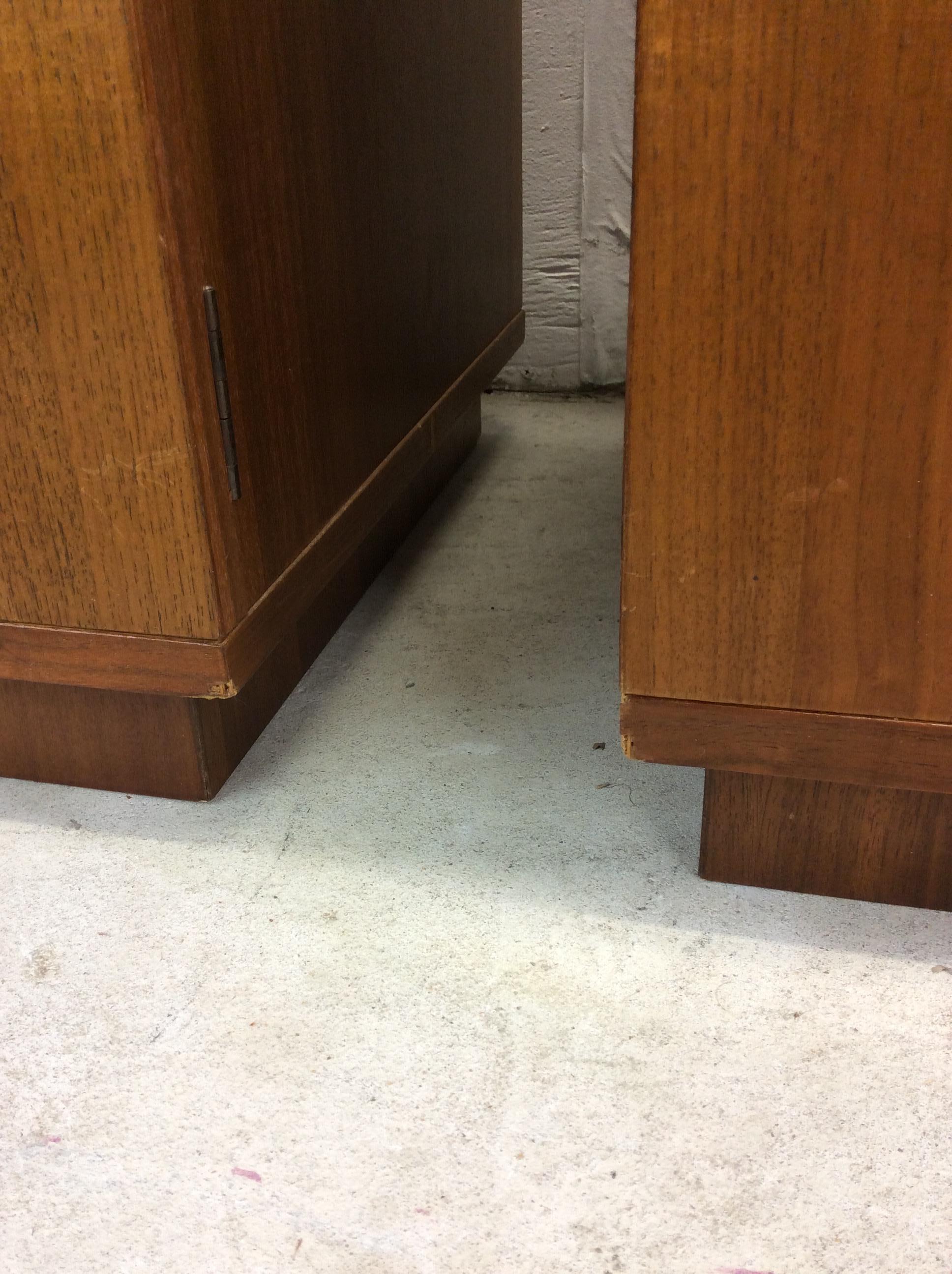 Pair of Danish Modern Nightstands with Storage Cabinet For Sale 11
