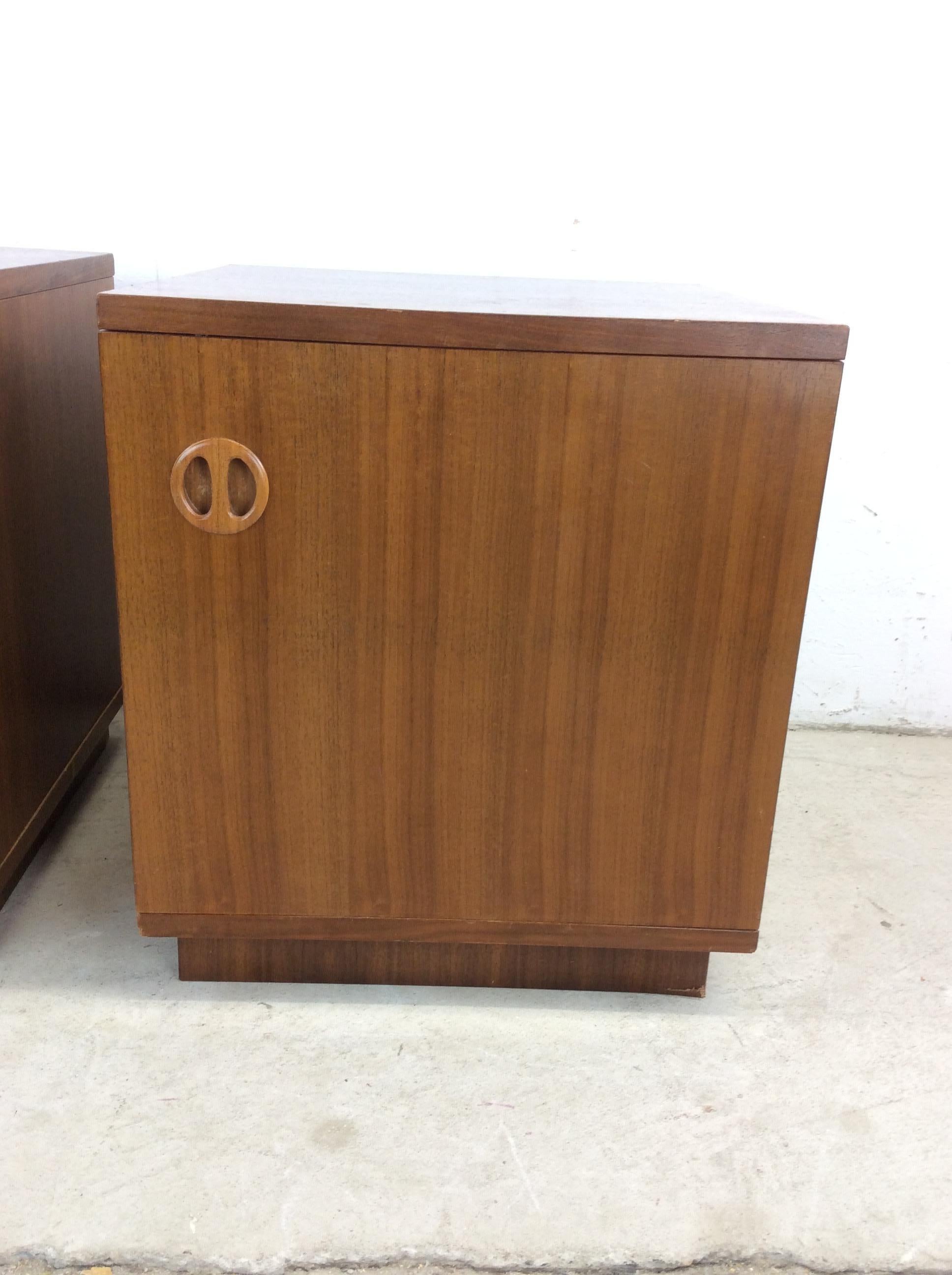 Pair of Danish Modern Nightstands with Storage Cabinet For Sale 12
