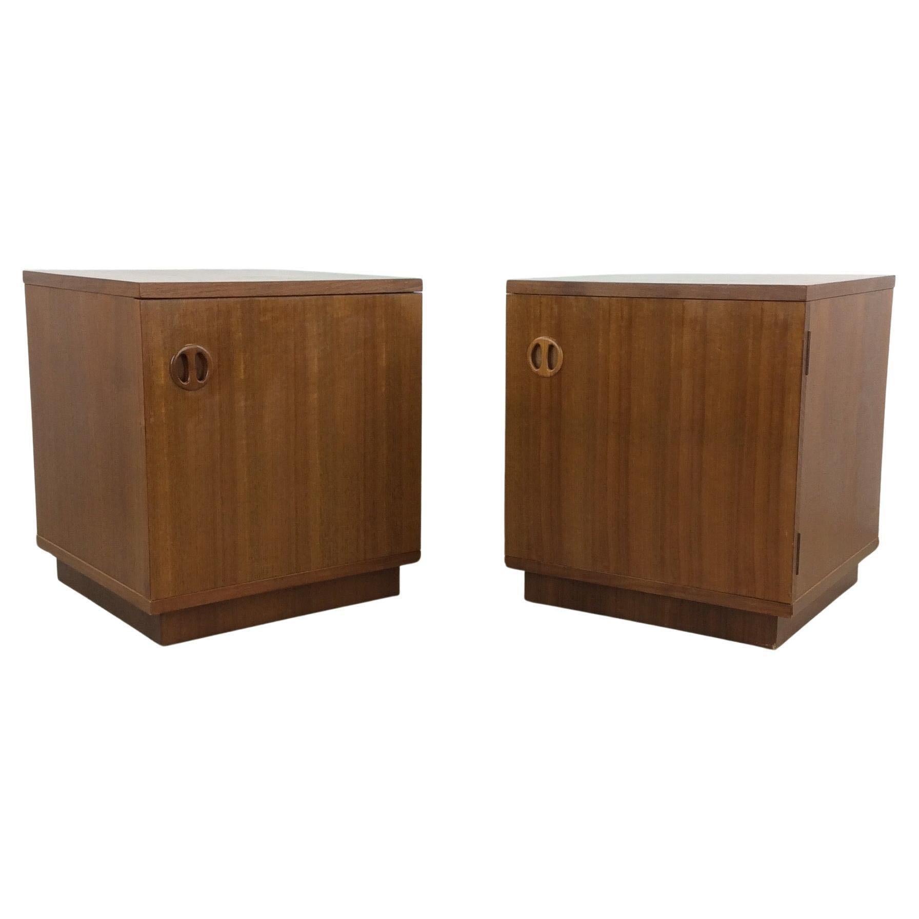 Pair of Danish Modern Nightstands with Storage Cabinet