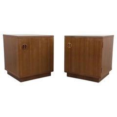 Pair of Danish Modern Nightstands with Storage Cabinet